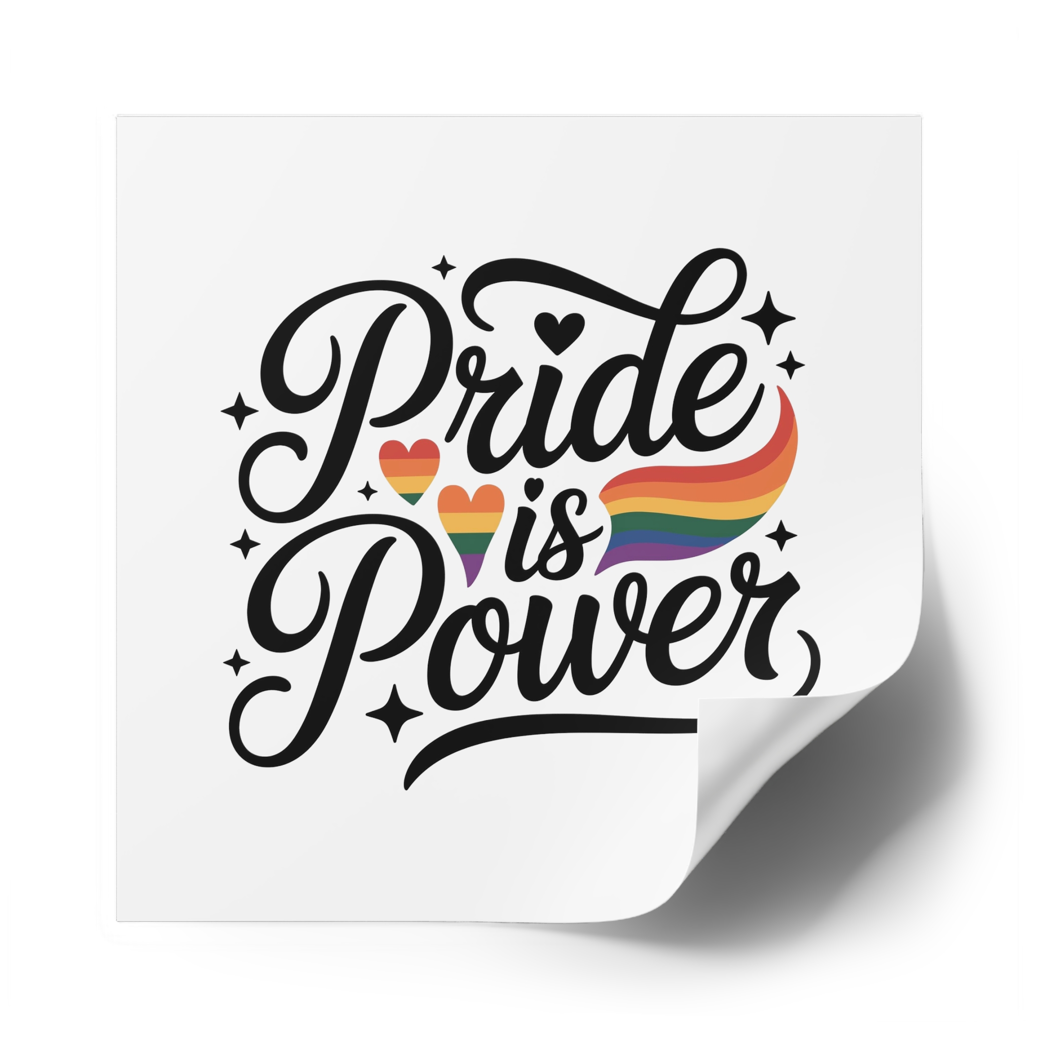 Pride Is Power T Shirt Design Isolated White Background 2 Laminate Stickers Square - Image 58