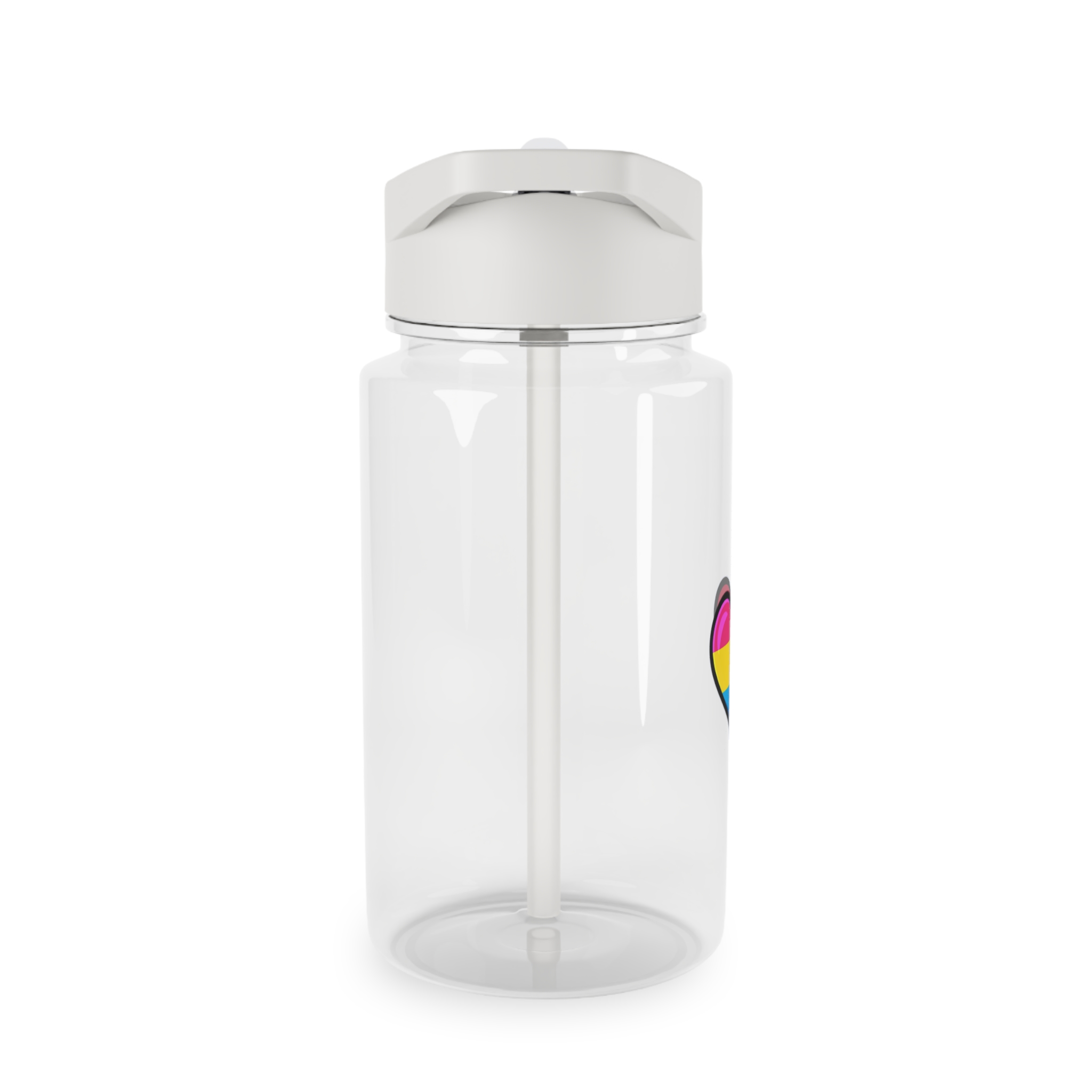 Pansexual Pride Flag Heart Shape Vector Illustration Tritan Water Bottle - Image 4