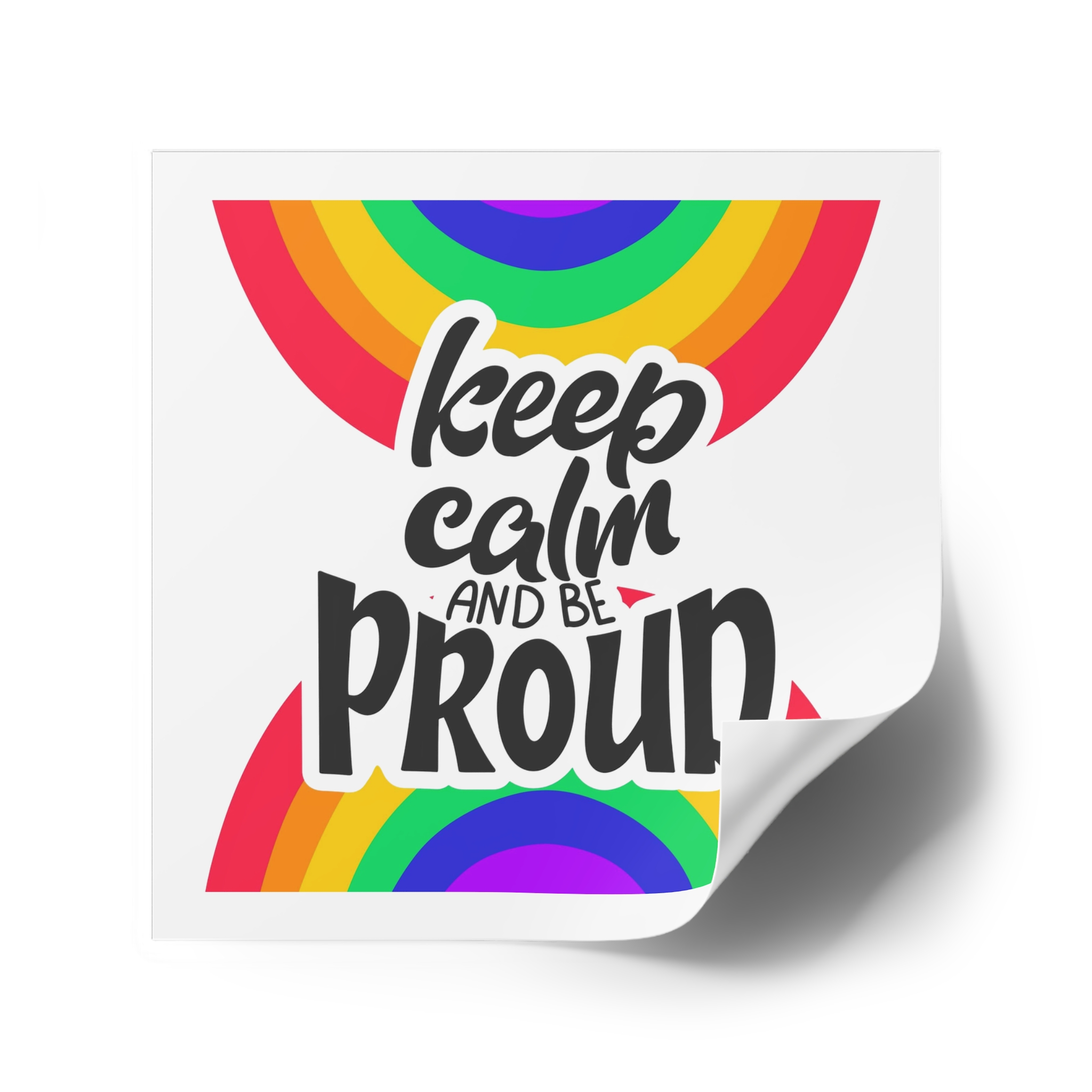 Keep Calm Be Proud Lgbt Lettering Quote Pride Poster Concept With Colorful Rainbow Vector Laminate Stickers Square - Image 34