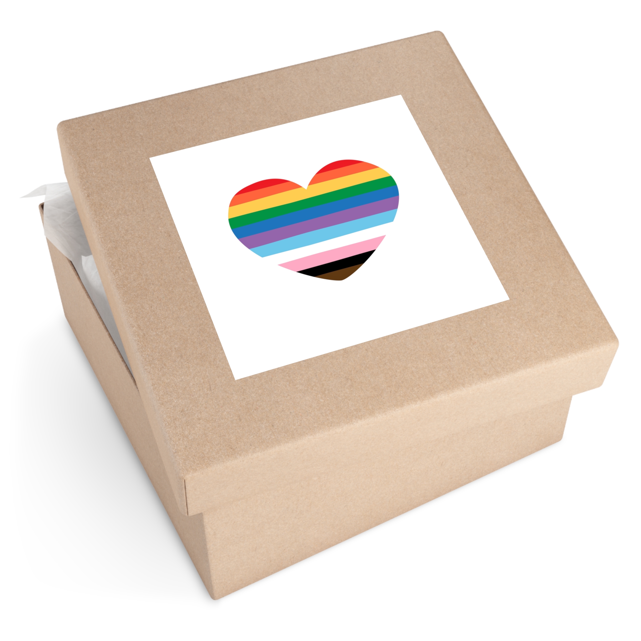 Inclusive Progress Pride Heart Symbol Laminate Stickers Square - Image 59