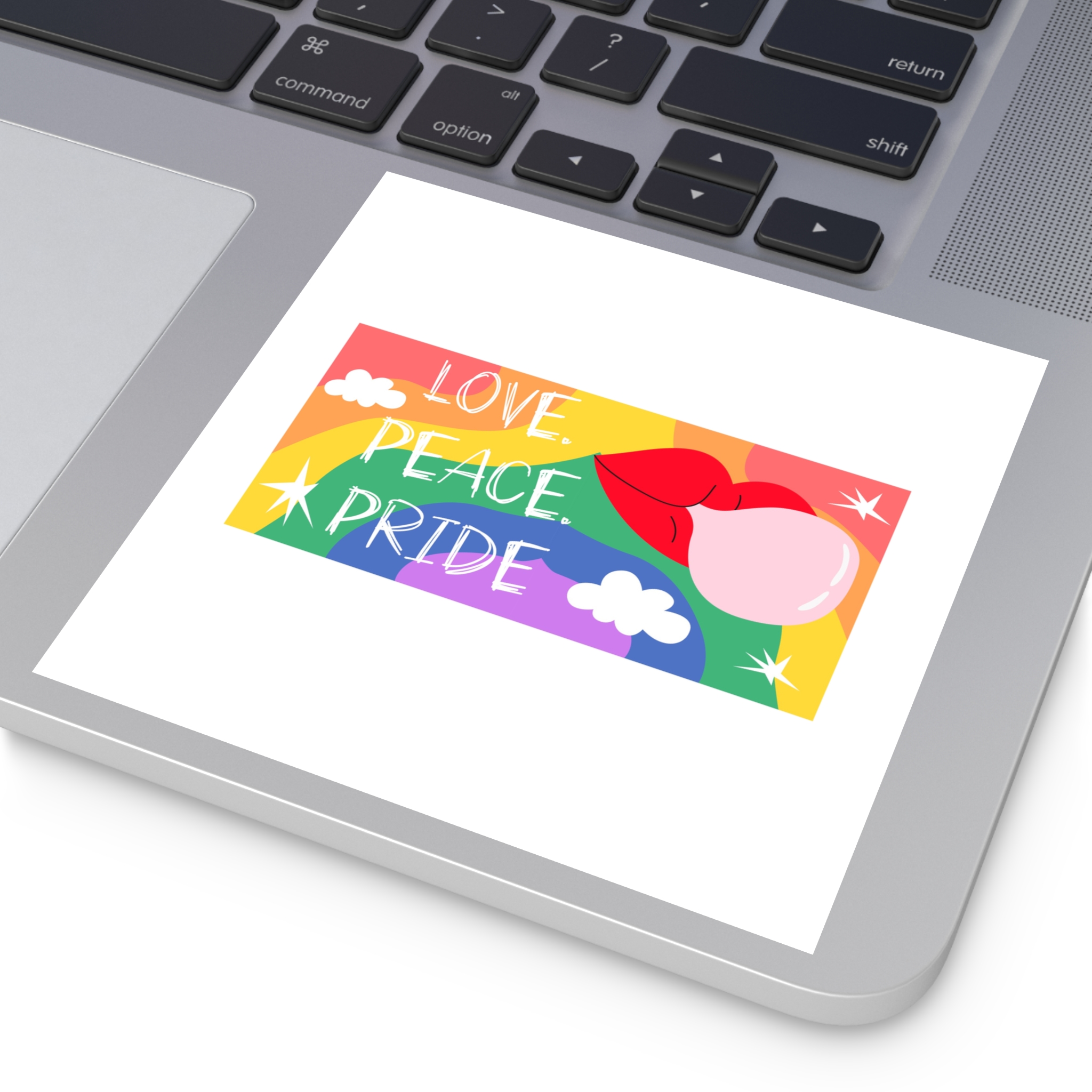 Lgbt Festive Cartoon Groovy Banner Retro 90s Style Love Freedom Concept Laminate Stickers Square - Image 43