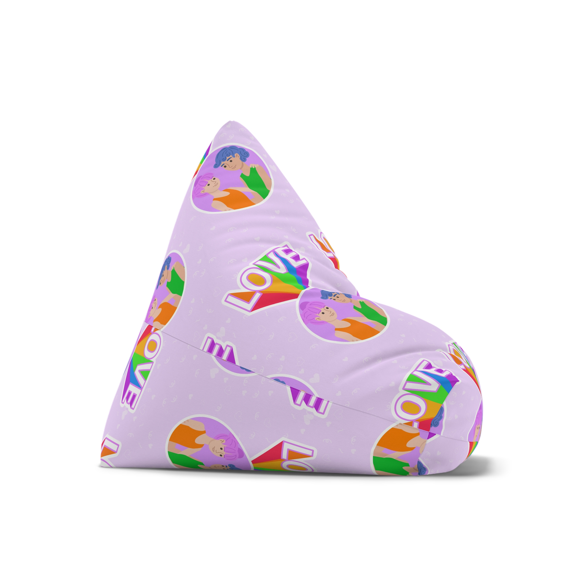 Young Couple Embracing With Rainbow Love Text Celebrating Pride Month Bean Bag Chair Cover - Image 7
