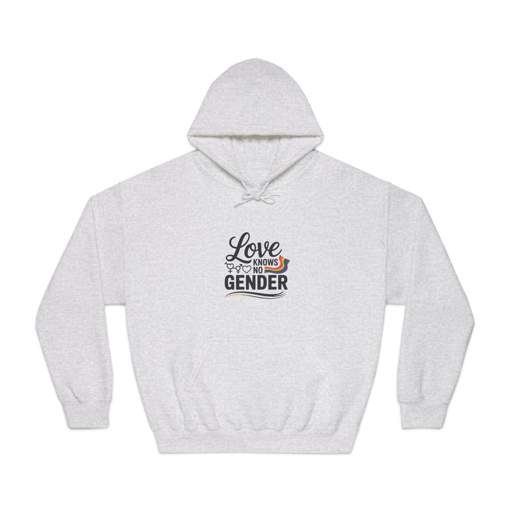 Love Knows No Gender T Shirt Design Isolated White Background Unisex Dryblend Hooded Sweatshirt - Image 5