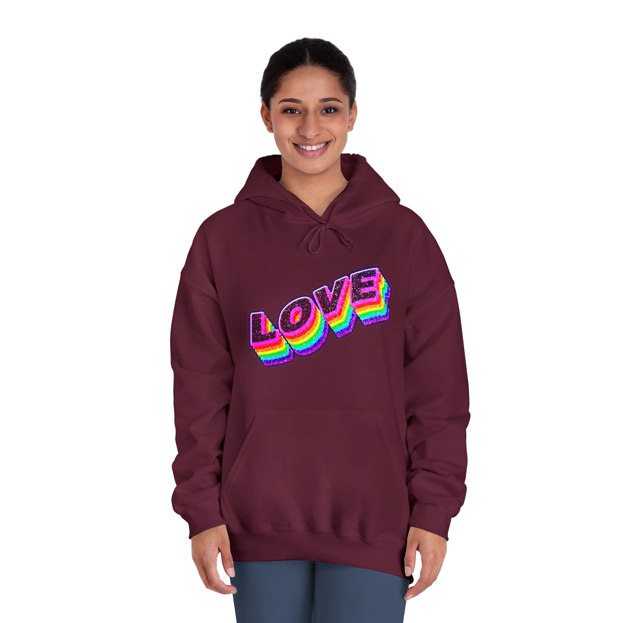 Love Png Word Rainbow Typography Unisex Dryblend Hooded Sweatshirt - Image 20
