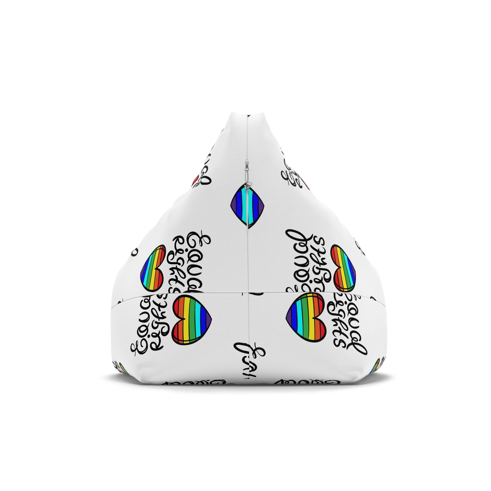 Equal Right Handwritten Text Heart Rainbow Motto Vector Print Bean Bag Chair Cover - Image 2
