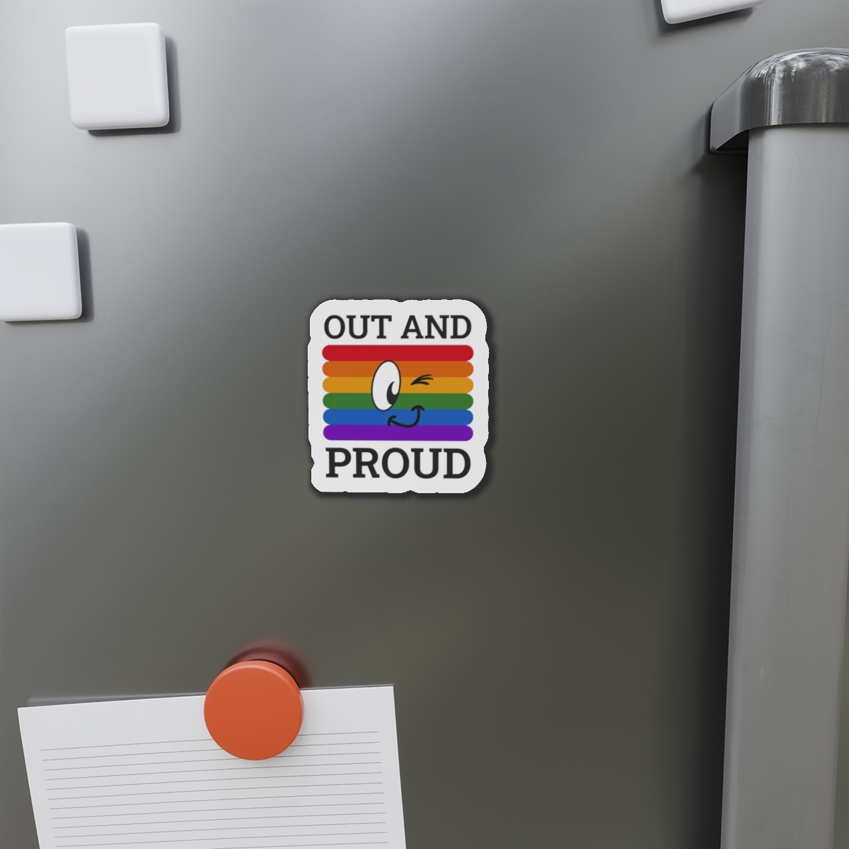 Out Proud Lgbtq Pride Month Quote Book Lover Rainbow Flag Hand Drawn Art White Background Die Cut Magnets - Image 8