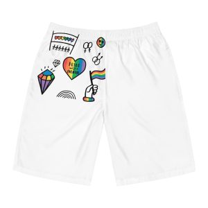Lgbt Doodle Set Rainbow Flag Pride Month Vector Illustration Mens Board Shorts Aop