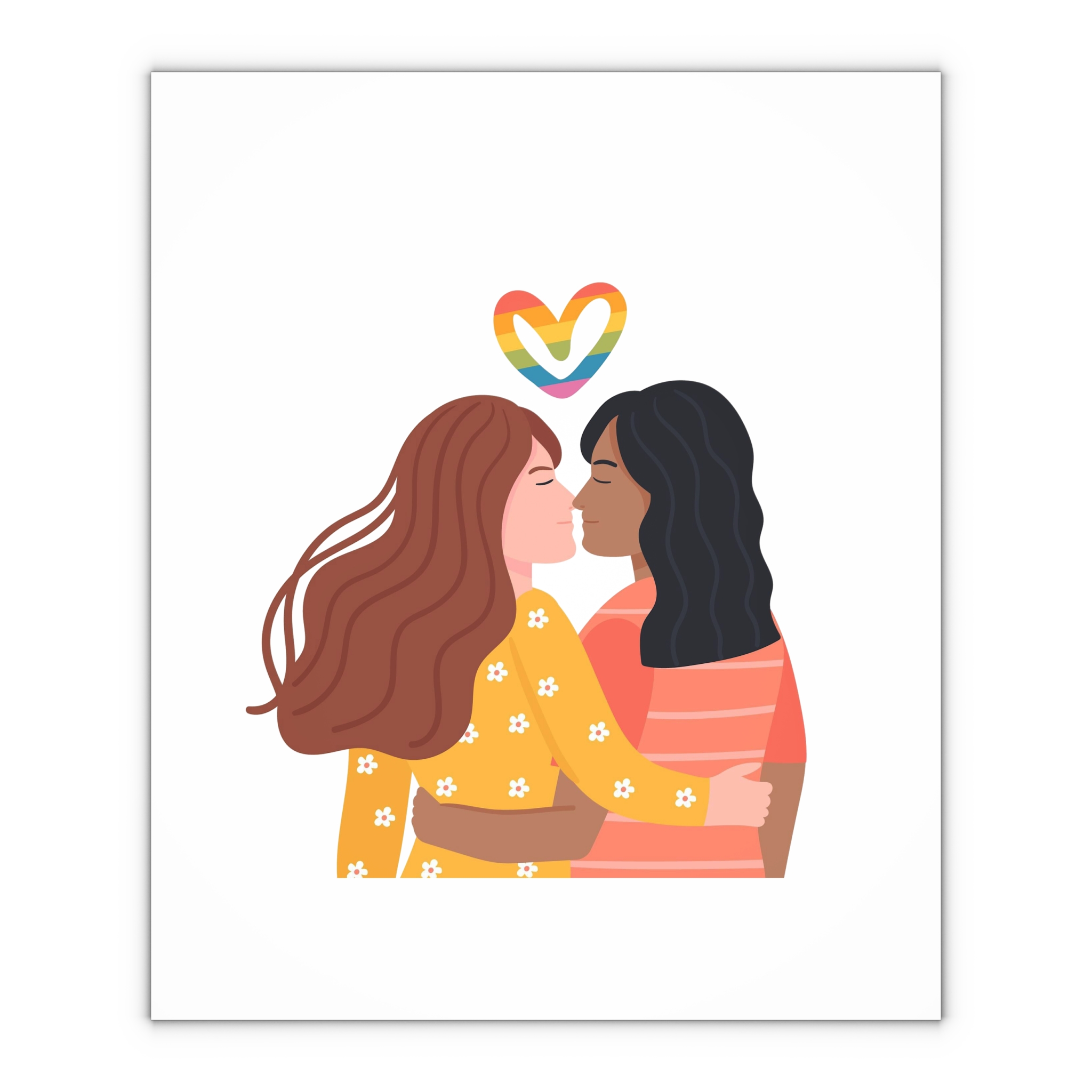 Hand Drawn Affectionate Lesbian Kiss (1) Gift Wrapping Paper Sheets 1pc - Image 4