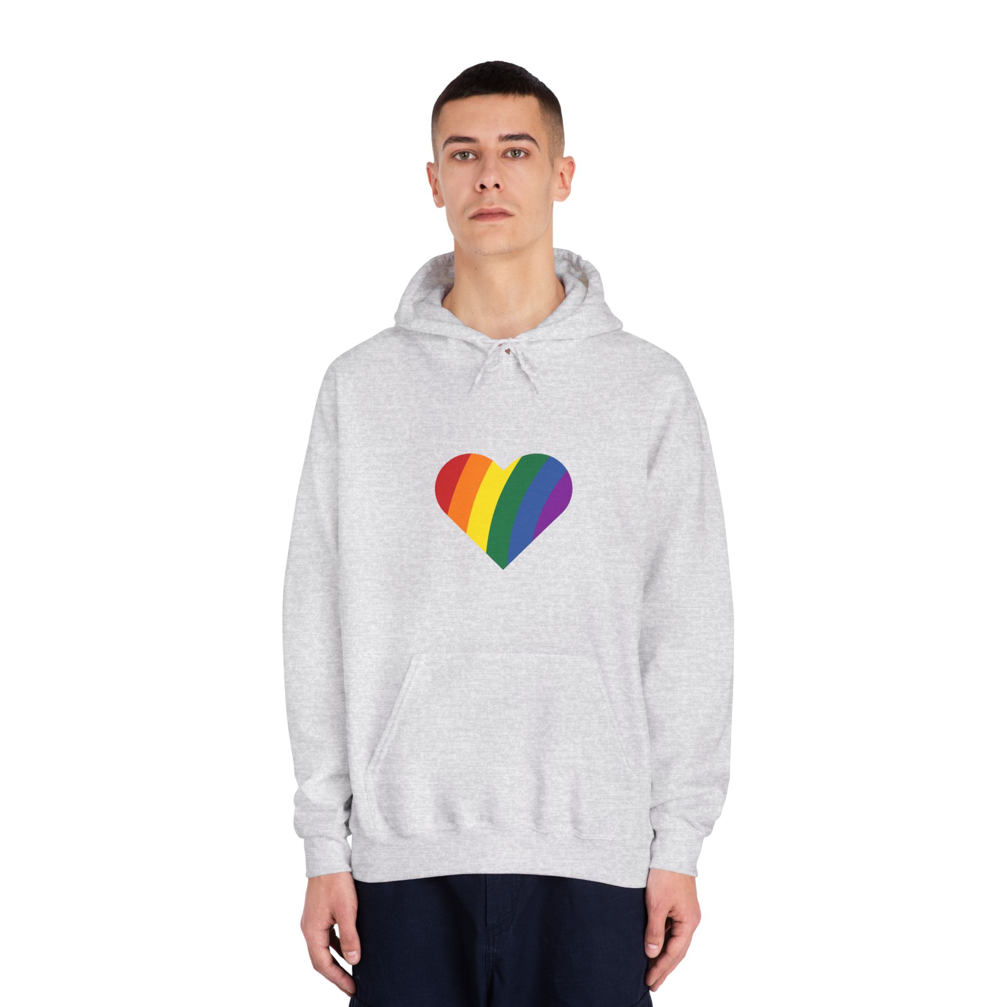 Minimalist Pride Heart Filled With Rainbow Colors Unisex Dryblend Hooded Sweatshirt - Image 7