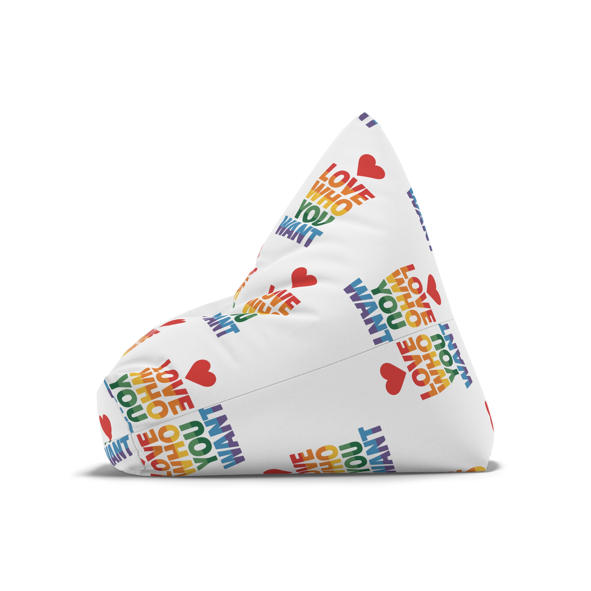 Rainbowcolored Text With Heart Symbol Saying Love Who You Want Bean Bag Chair Cover - Image 8