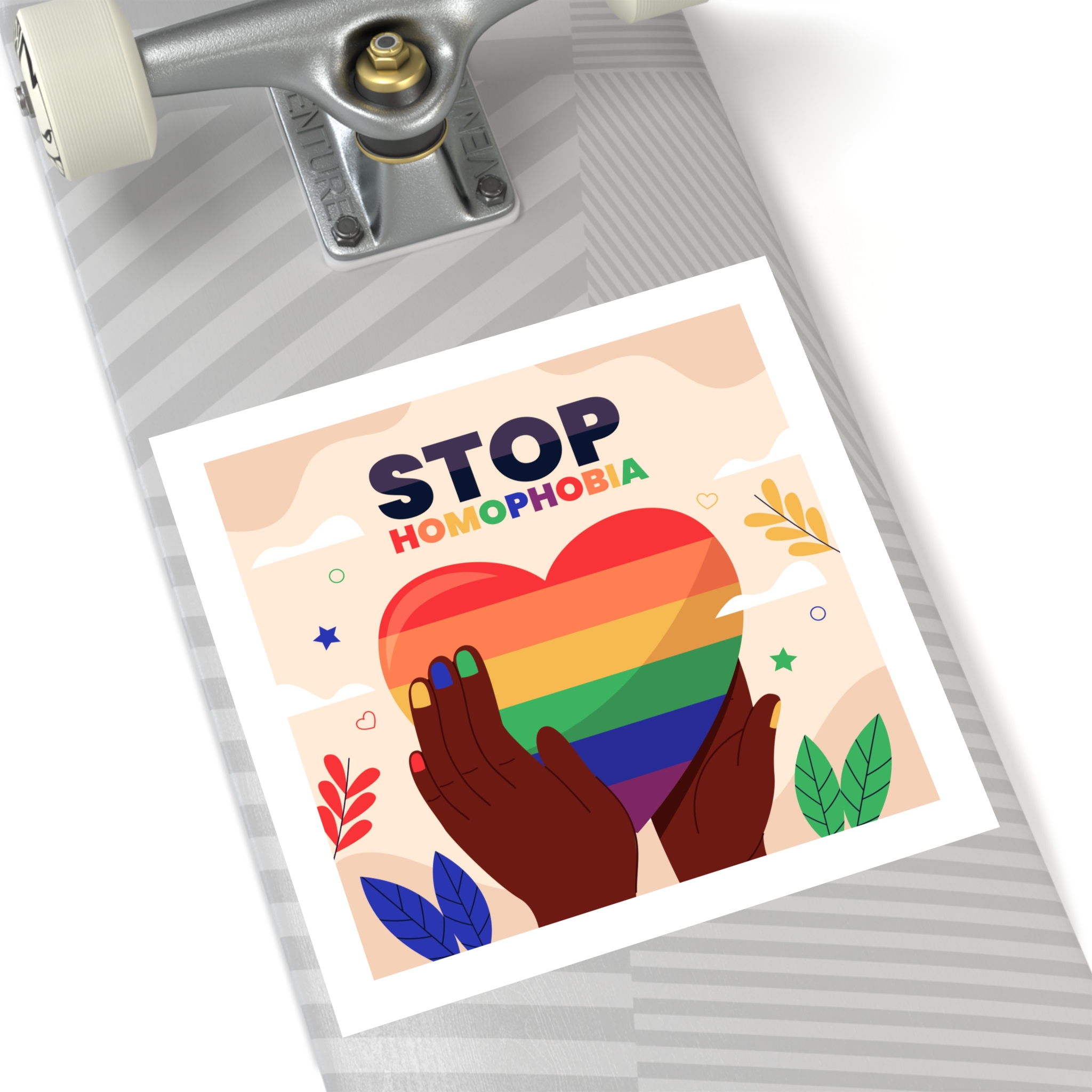 Hand Drawn Stop Homophobia Message Illustrated Laminate Stickers Square - Image 56