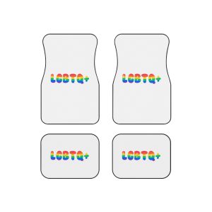 Pride Rainbow Lettering Text Writing Pattern Freedom Love Heart Homo Colors Flag Parade Lgbtq Flag W Car Mats Set Of 4