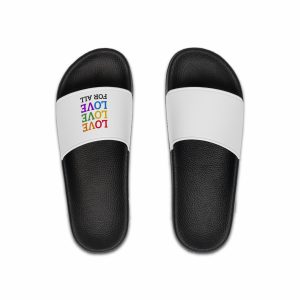 Love All Lgbtq Pride Month Positive Quote Rainbow Color Typographic Art White Background Mens Slide Sandals