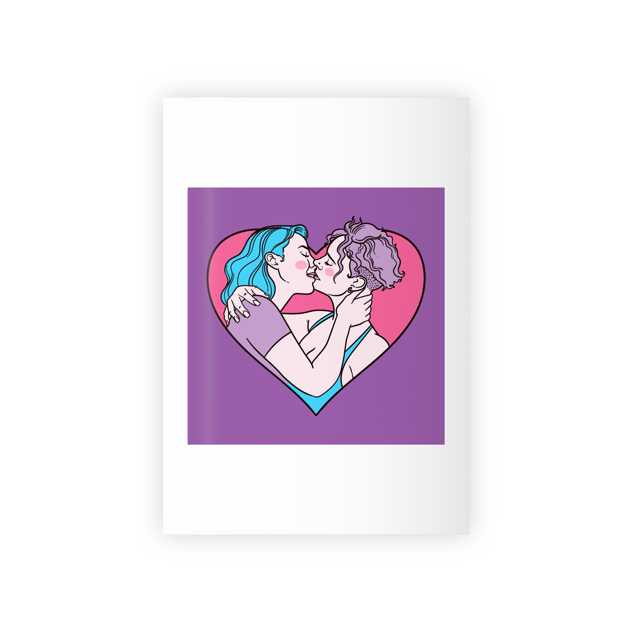 Hand Drawn Affectionate Lesbian Kiss Gift Wrapping Paper Rolls 1pc