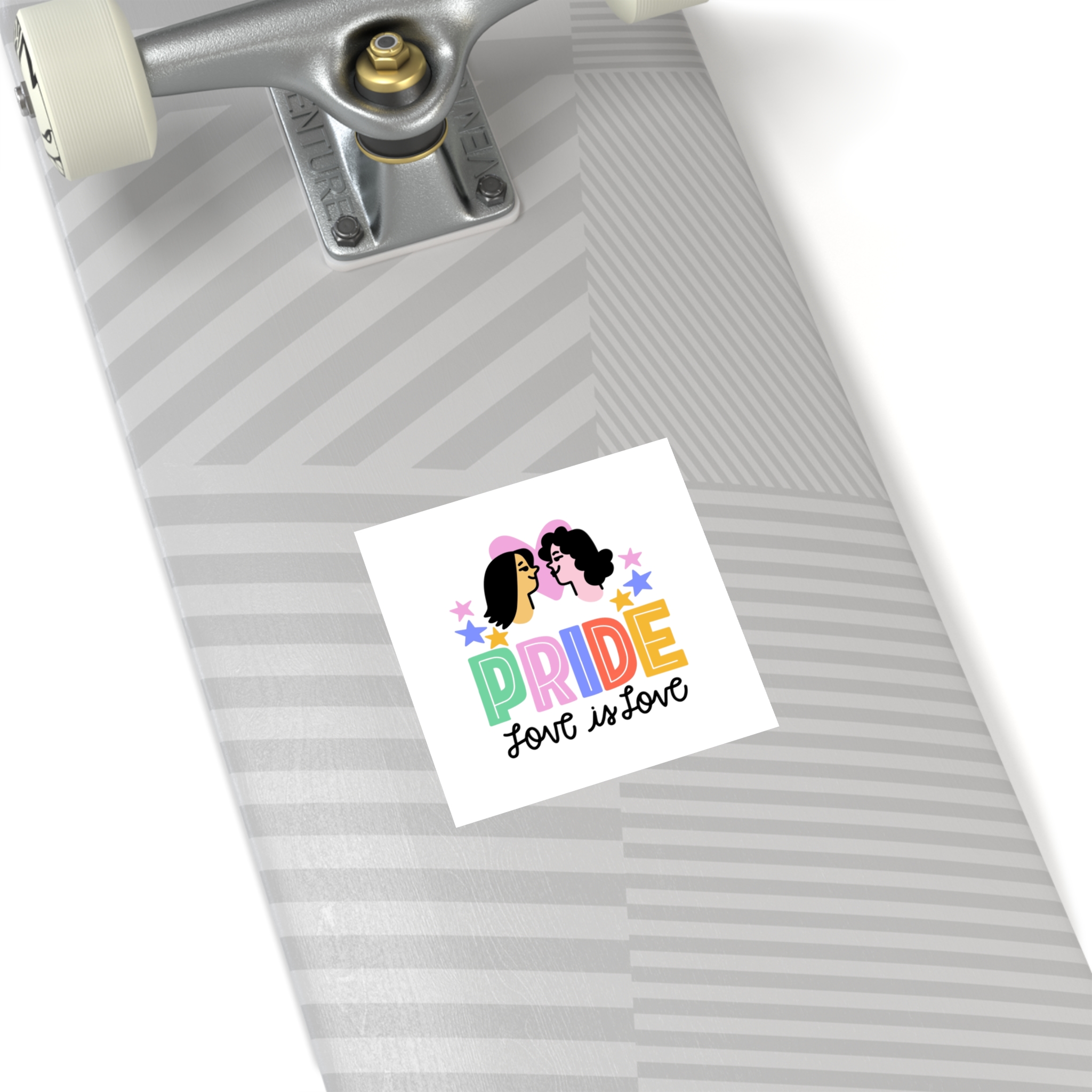 Pride Day Lettering With Lesbian Couple Laminate Stickers Square - Image 20