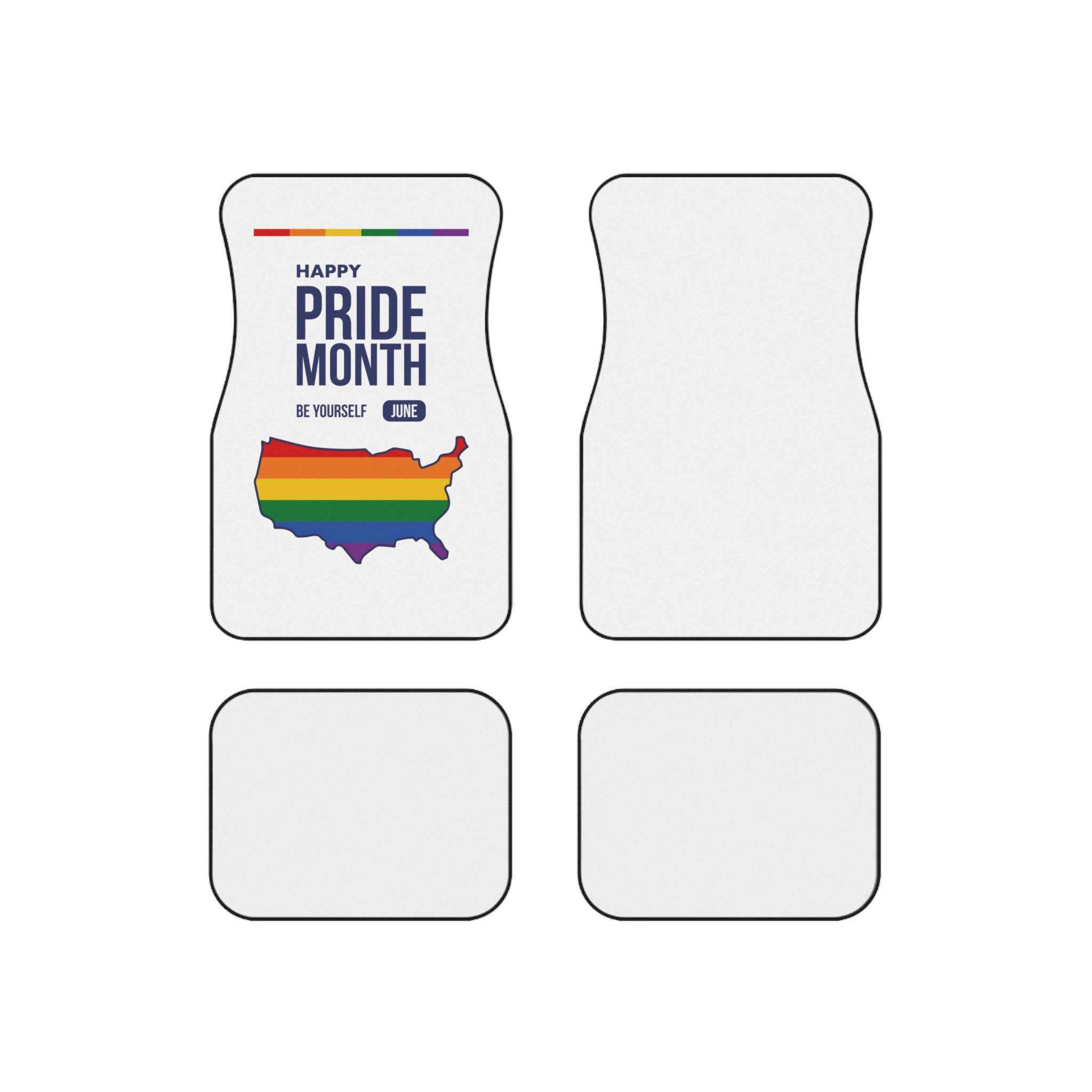 Lgbt Pride Month June 2026 Lesbian Gay Bisexual Transgender Lgbtq Flag Rainbow Love Vector (2) Car Mats Set Of 4
