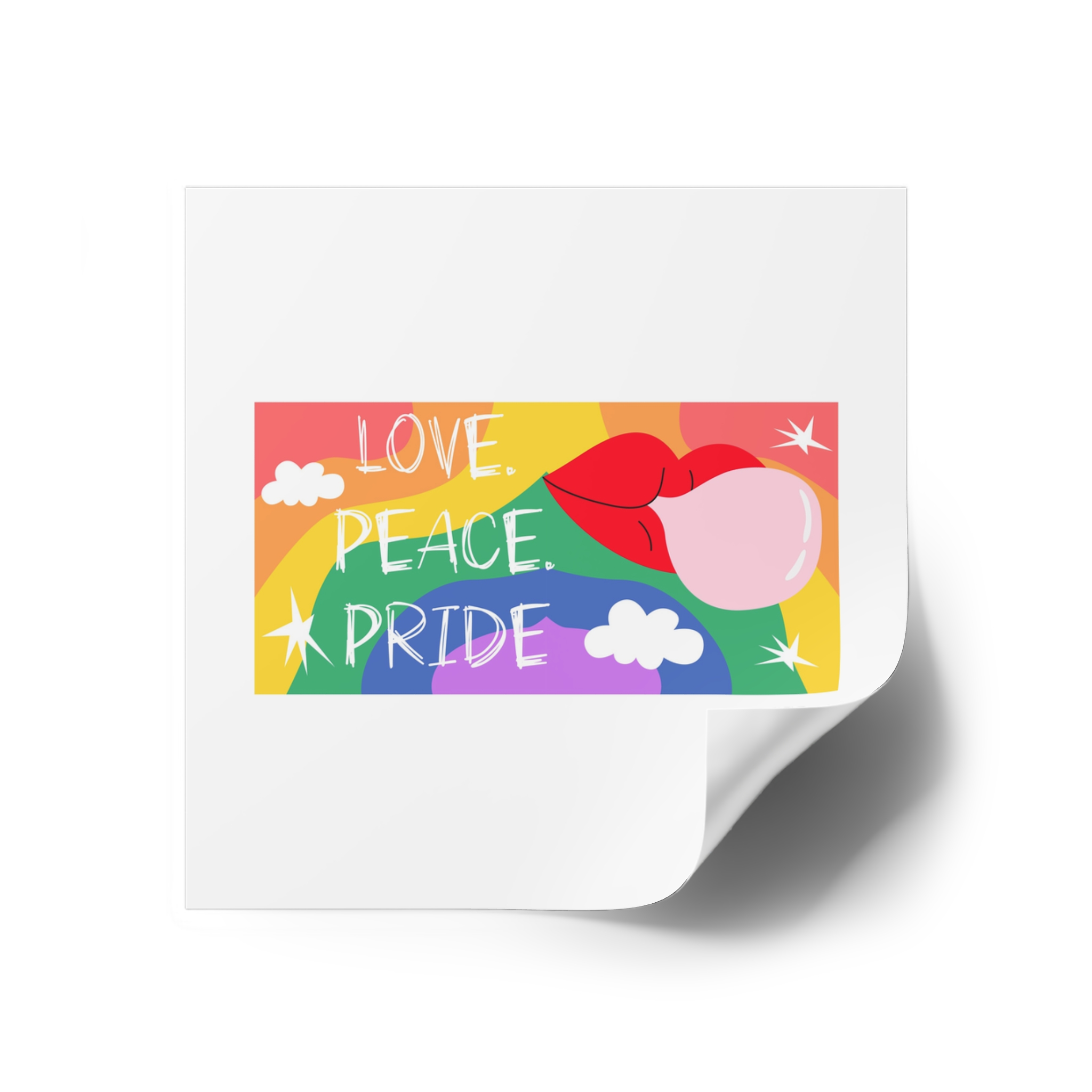 Lgbt Festive Cartoon Groovy Banner Retro 90s Style Love Freedom Concept Laminate Stickers Square - Image 26