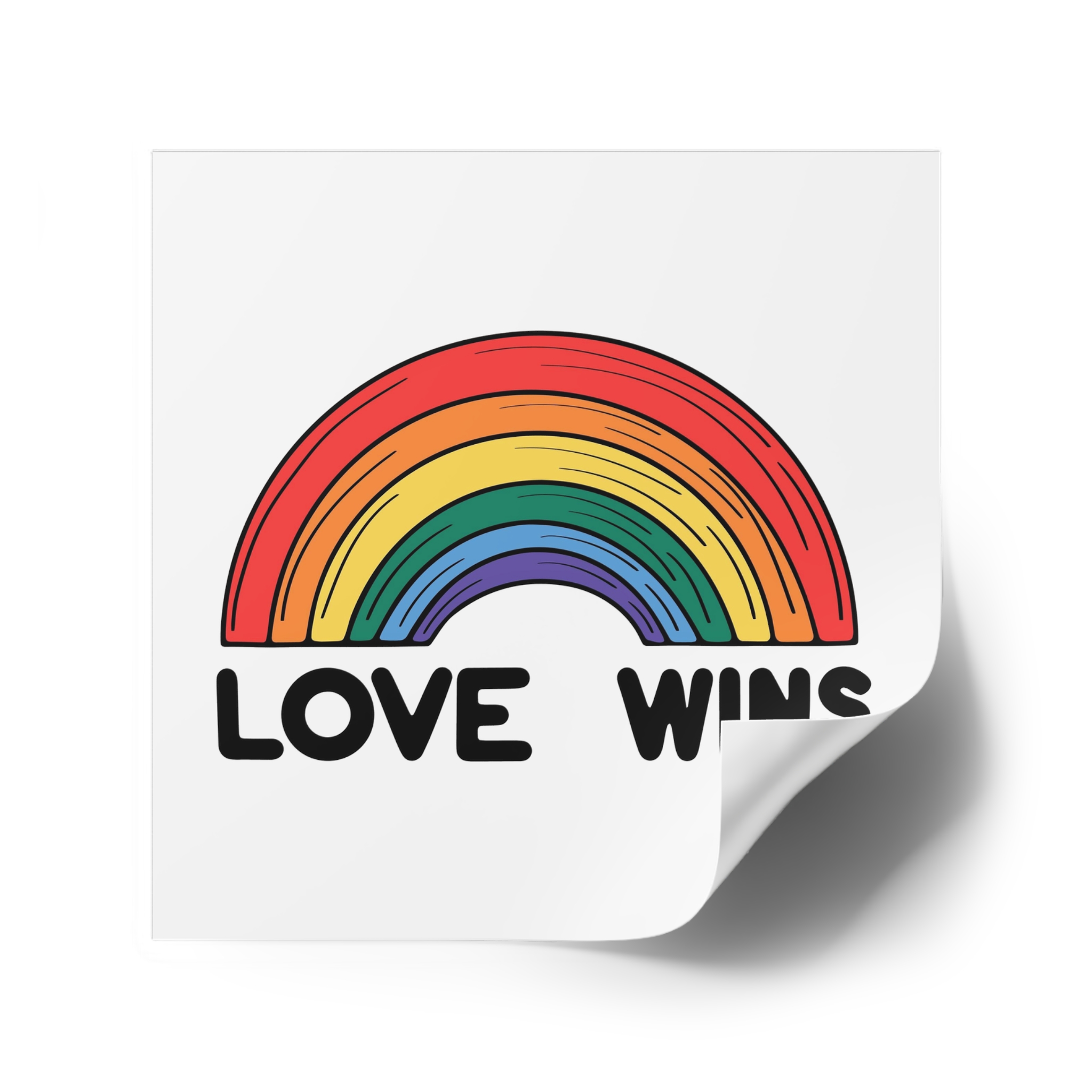 Love Wins Rainbow Pride Illustration Laminate Stickers Square - Image 34