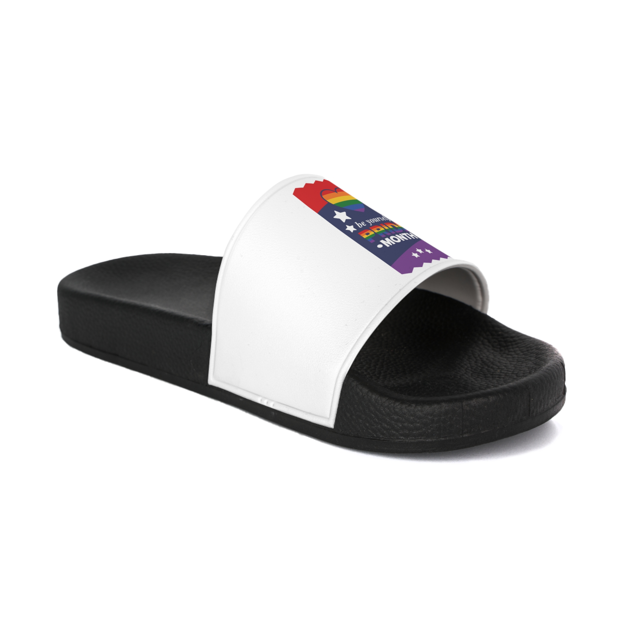 Lgbt Pride Month June Lesbian Gay Bisexual Transgender Love Lgbtq Flag Rainbow Vector Mens Slide Sandals - Image 2