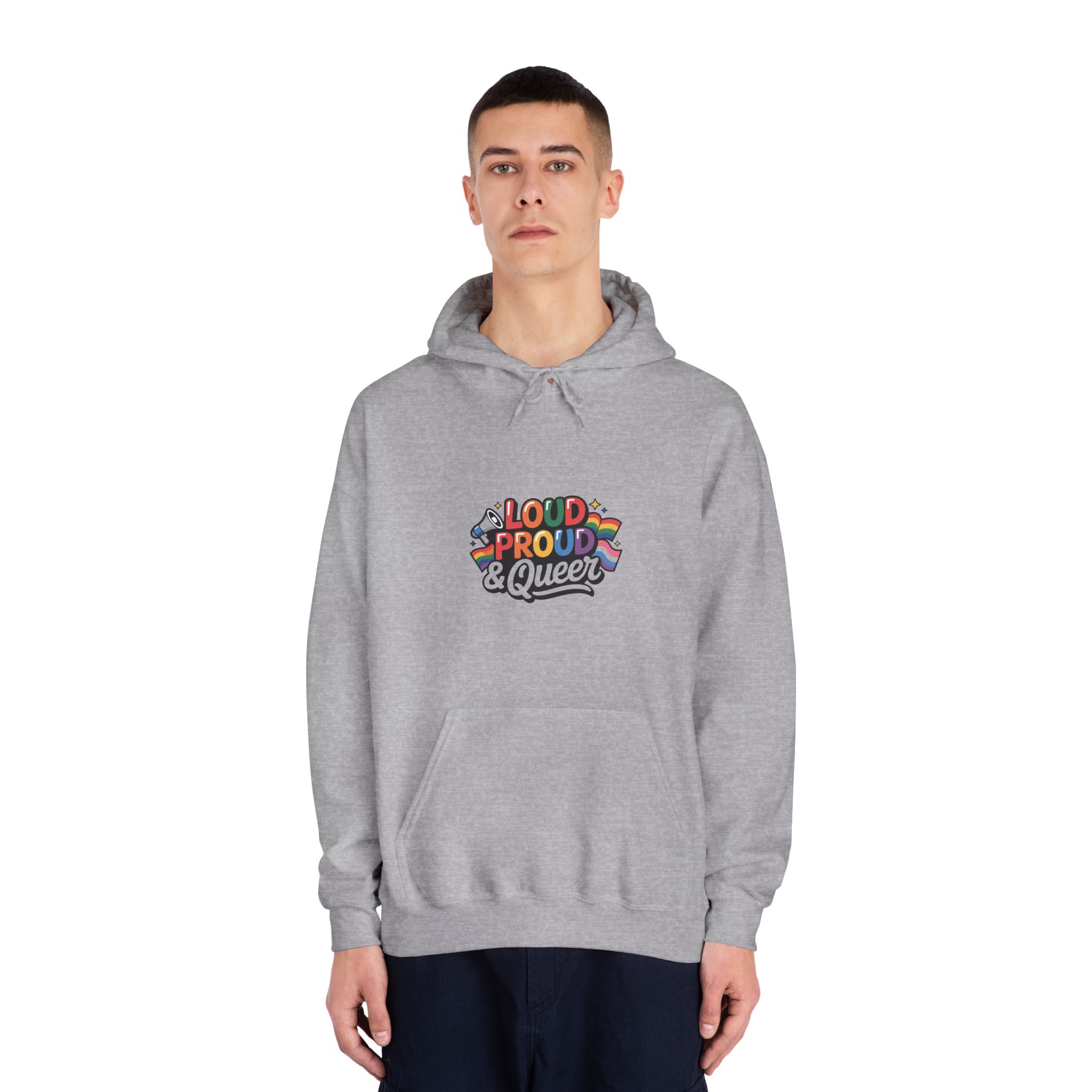 Loud Proud Queer T Shirt Design Isolated White Background 3 Unisex Dryblend Hooded Sweatshirt - Image 15