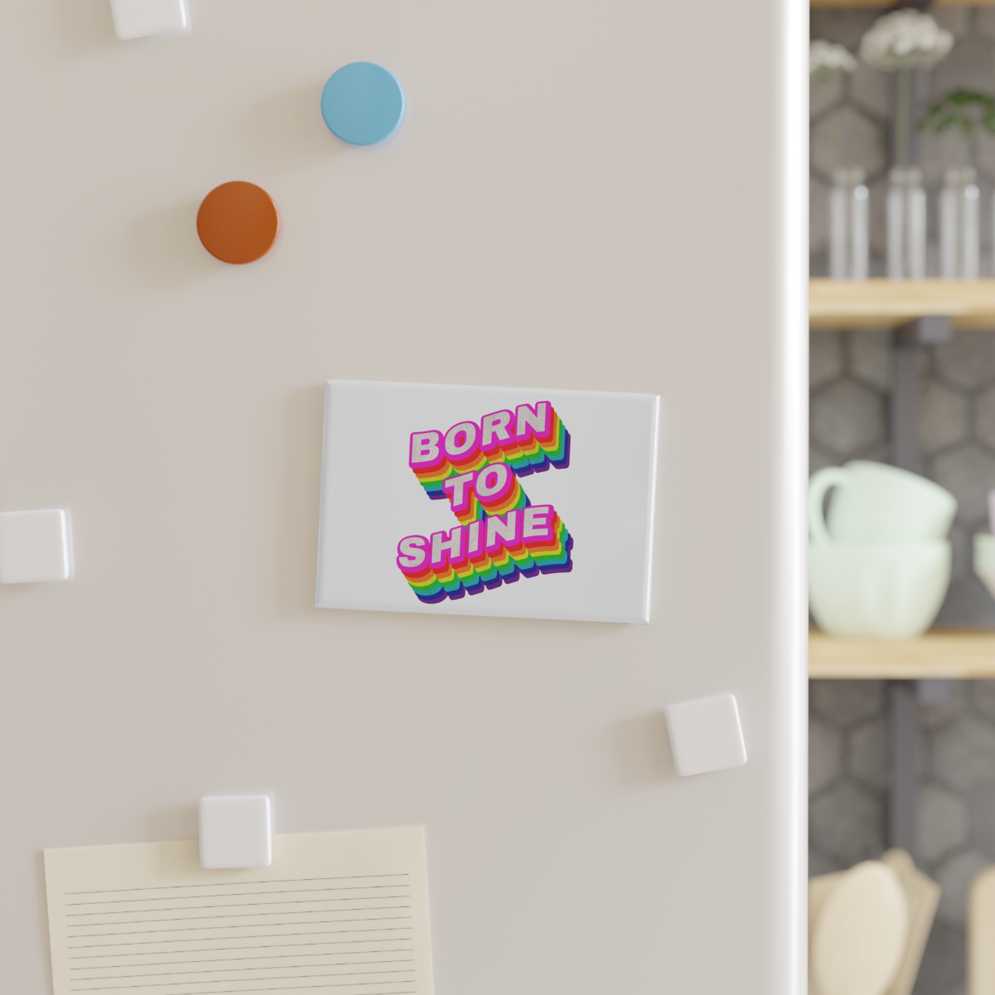 Rainbow Word Born Shine Typography Design Element Button Magnet Rectangle 1 And 10 Pcs - Image 7