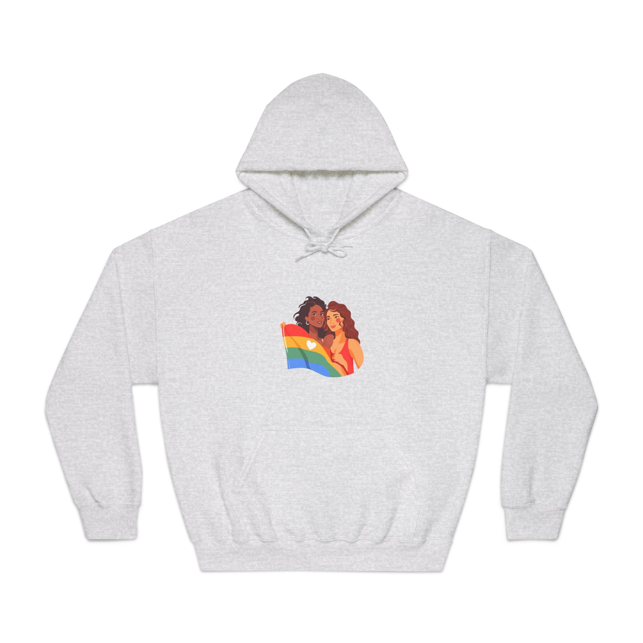 Portrait Lesbian Couple With Rainbow Flag Concept Lgbtq Unisex Dryblend Hooded Sweatshirt - Image 5
