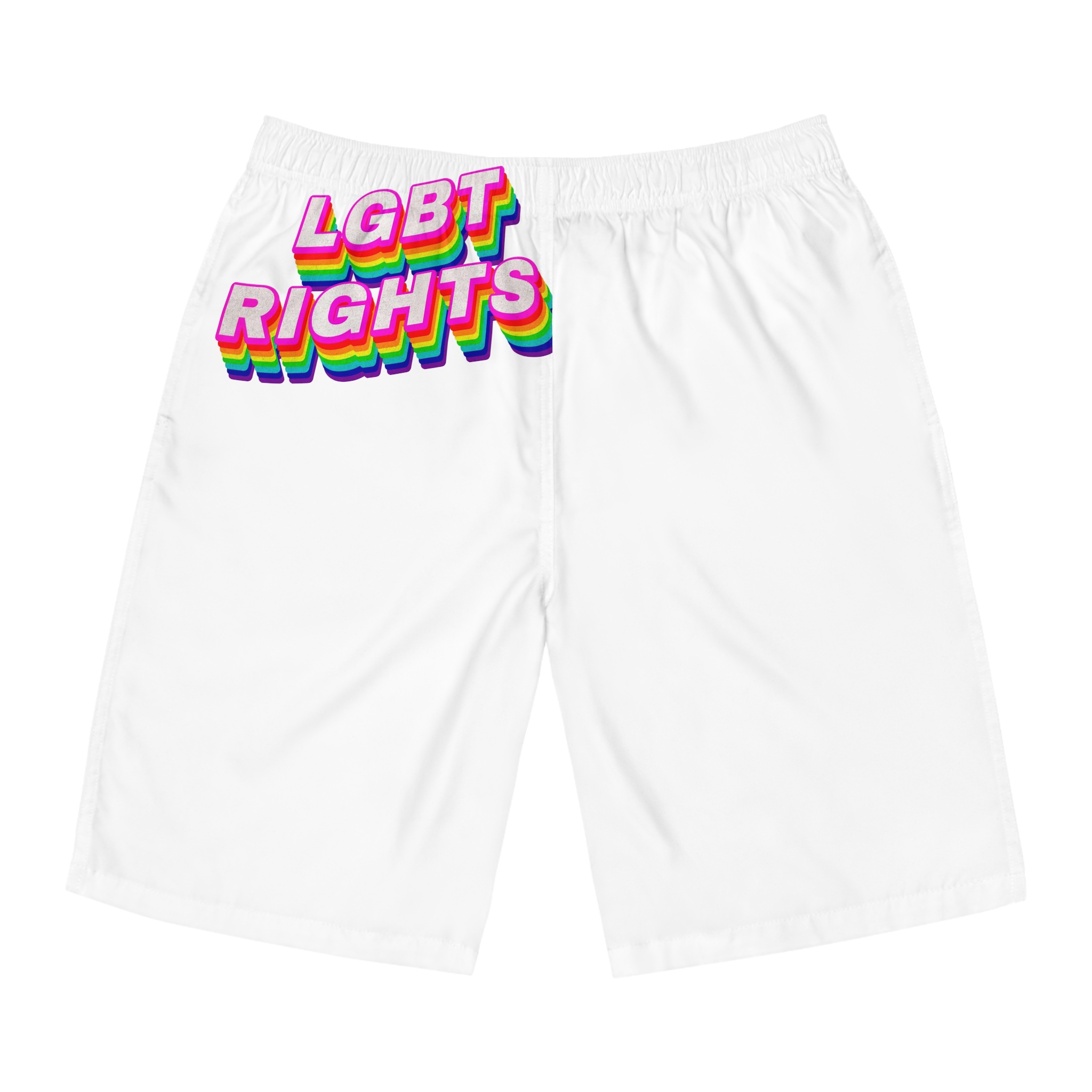 Rainbow Word Lgbt Rights Typography Design Element Mens Board Shorts Aop