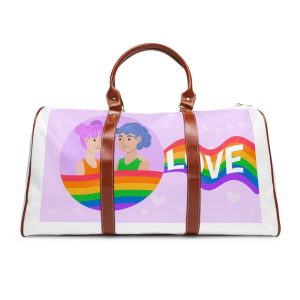 Joyful Group Holding Waving Pride Flag Waterproof Travel Bag