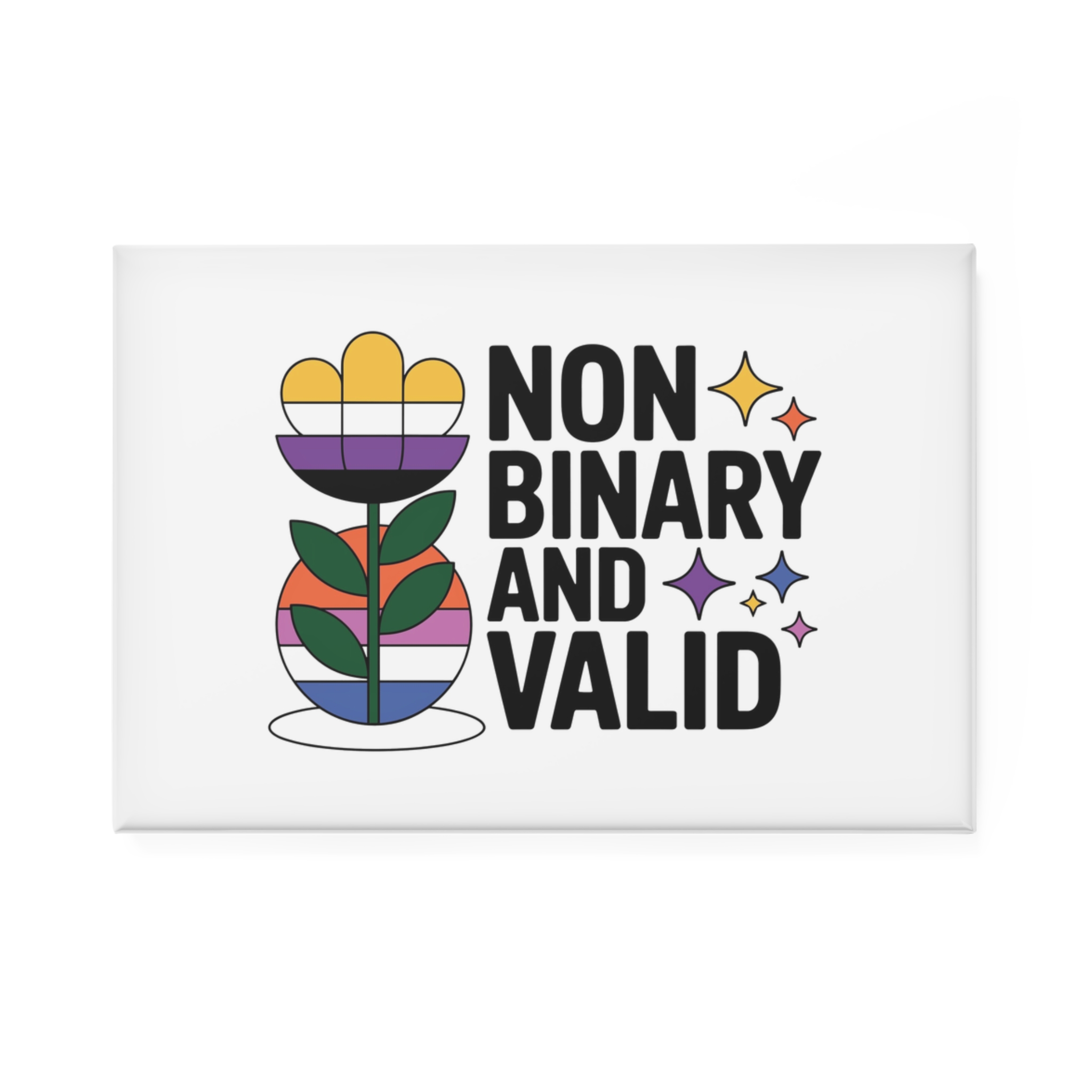 Non Binary Valid T Shirt Design Isolated White Background Button Magnet Rectangle 1 And 10 Pcs