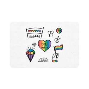 Lgbt Doodle Set Rainbow Flag Pride Month Vector Illustration Pet Food Mat 12x18