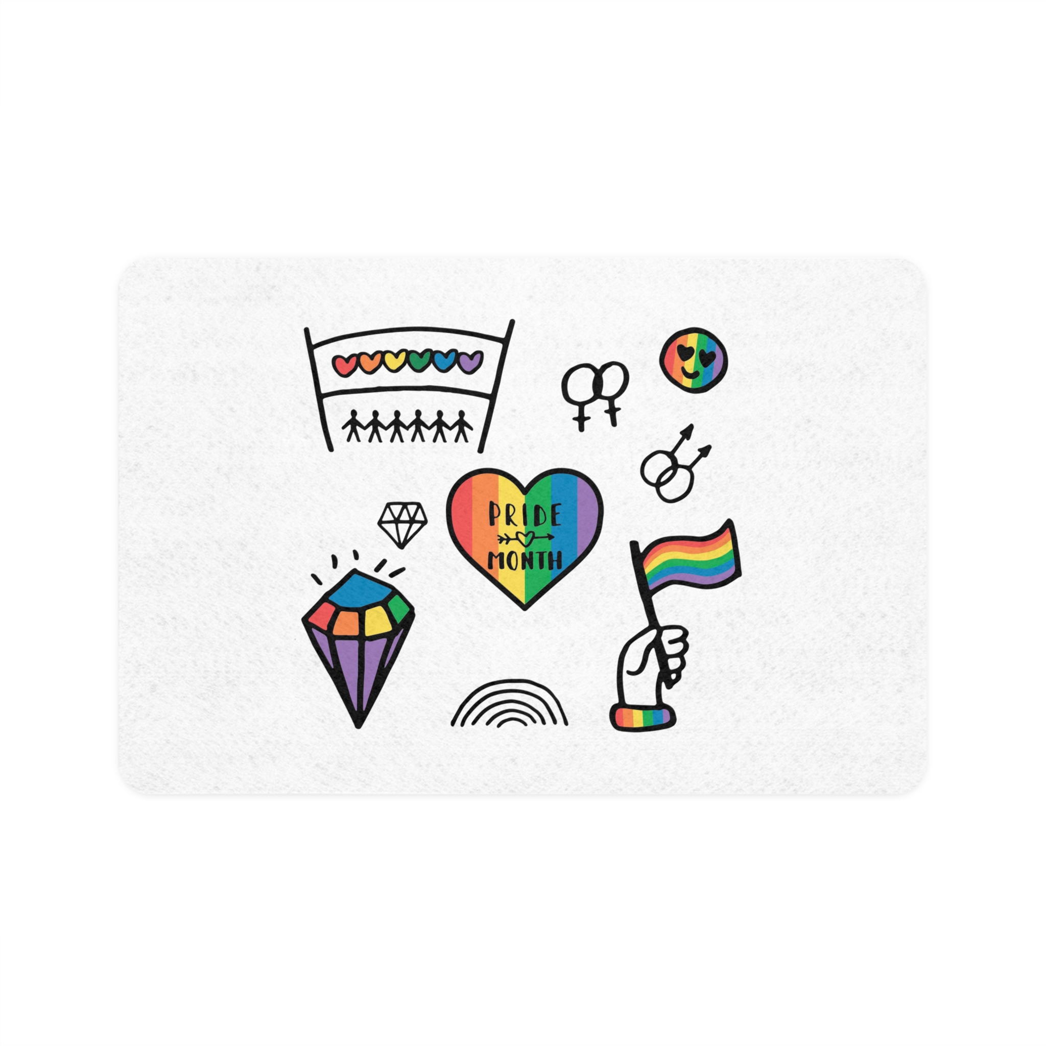 Lgbt Doodle Set Rainbow Flag Pride Month Vector Illustration Pet Food Mat 12x18