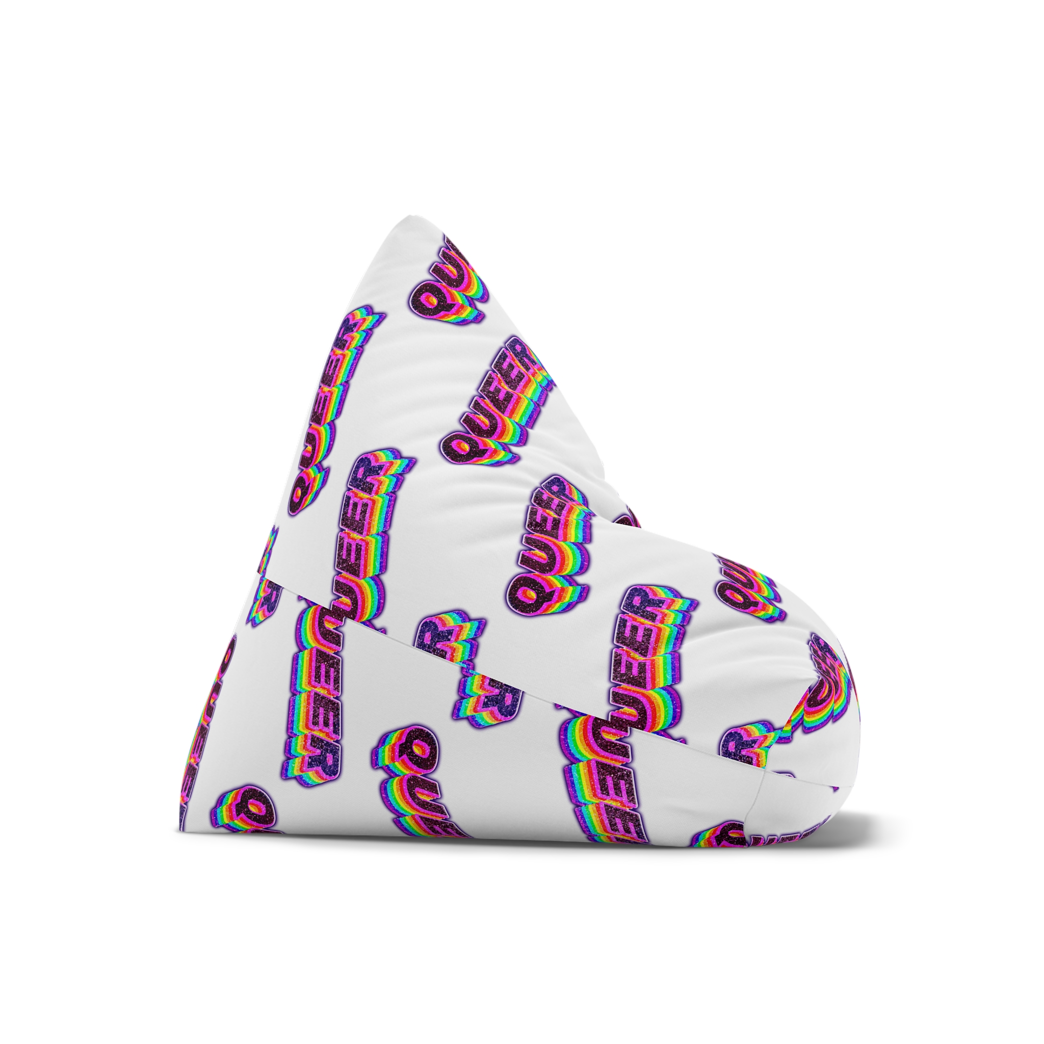 Queer Png Word Rainbow Typography Bean Bag Chair Cover - Image 7