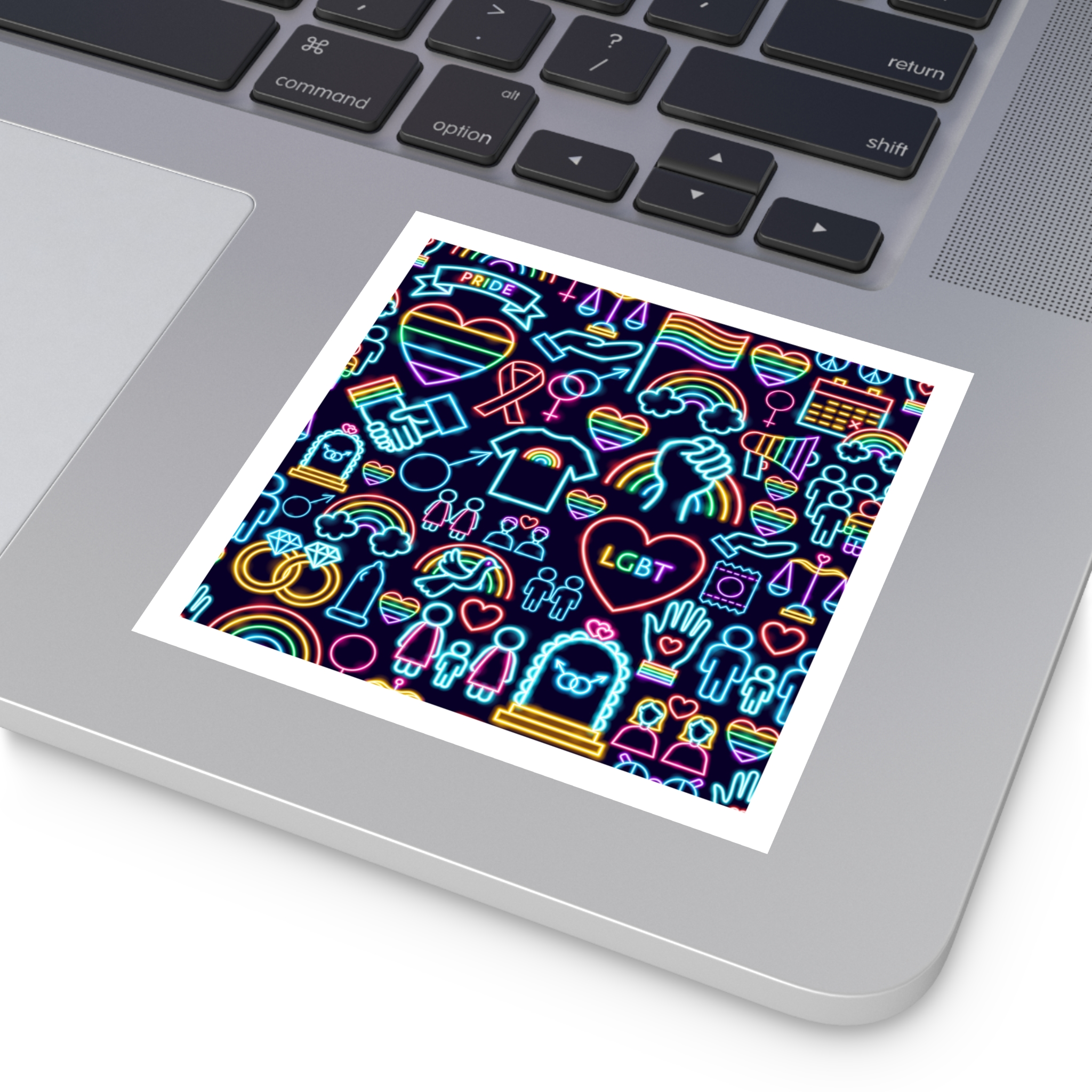 Lgbt Seamless Neon Pattern Laminate Stickers Square - Image 19