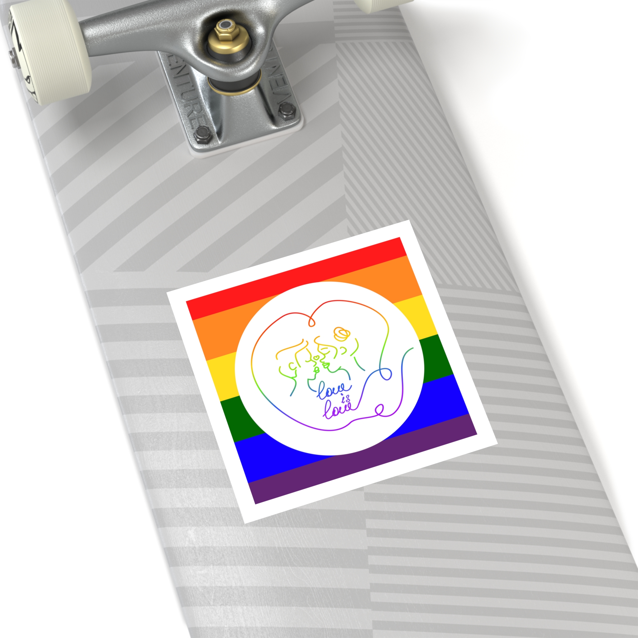 Poster With Kissing Woman Hand Lettering Love Is Love Theme Month Pride Lgbtq Love Background Laminate Stickers Square - Image 36