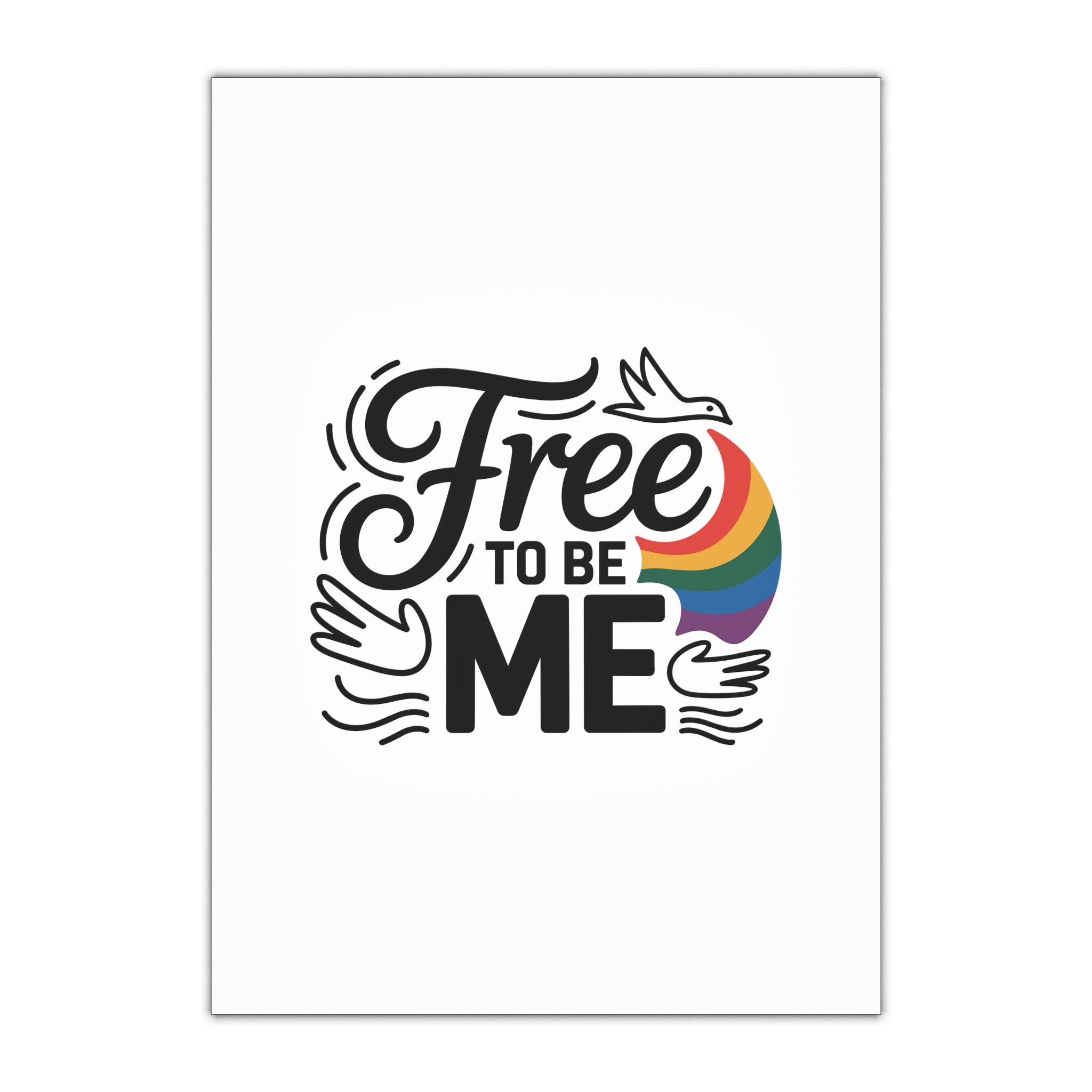 Free Be Me T Shirt Design Isolated White Background Gift Wrapping Paper Sheets 1pc