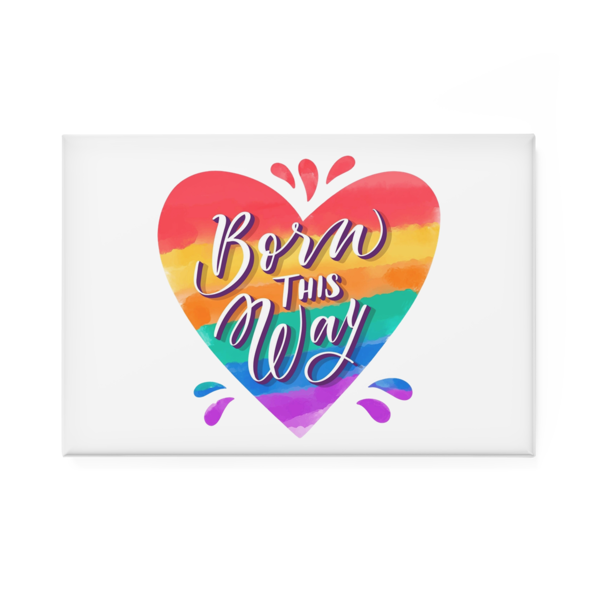 Hand Painted Watercolor Pride Day Lettering Button Magnet Rectangle 1 And 10 Pcs - Image 5