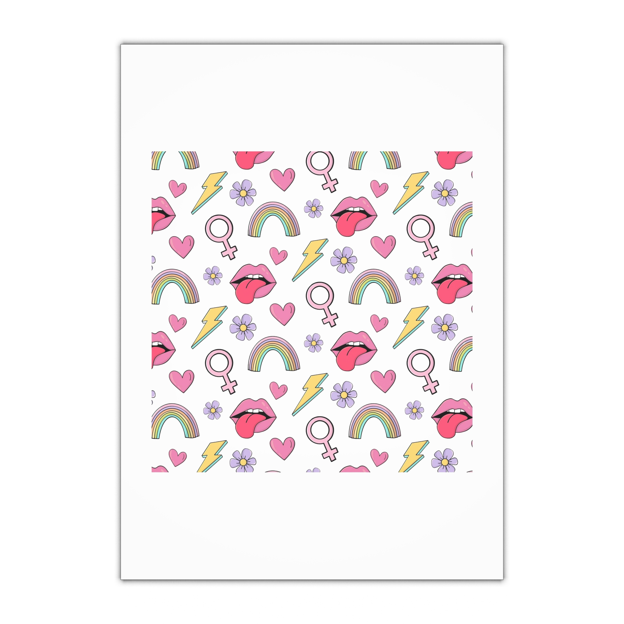 Colorful Seamless Pattern With Feminist Pride Symbols Gift Wrapping Paper Sheets 1pc