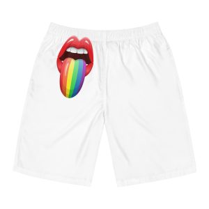 Lgbt Lips With Rainbow Color Tongue Mens Board Shorts Aop