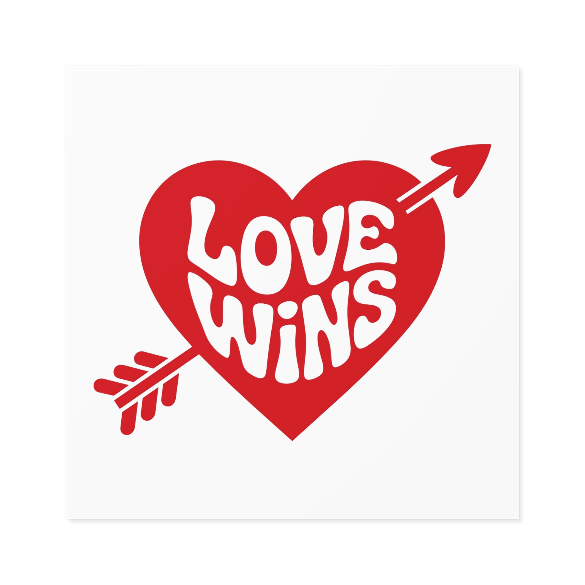 Love Wins Inscription Red Heart Pierced With Cupid39s Arrow Transparent Background Laminate Stickers Square - Image 73