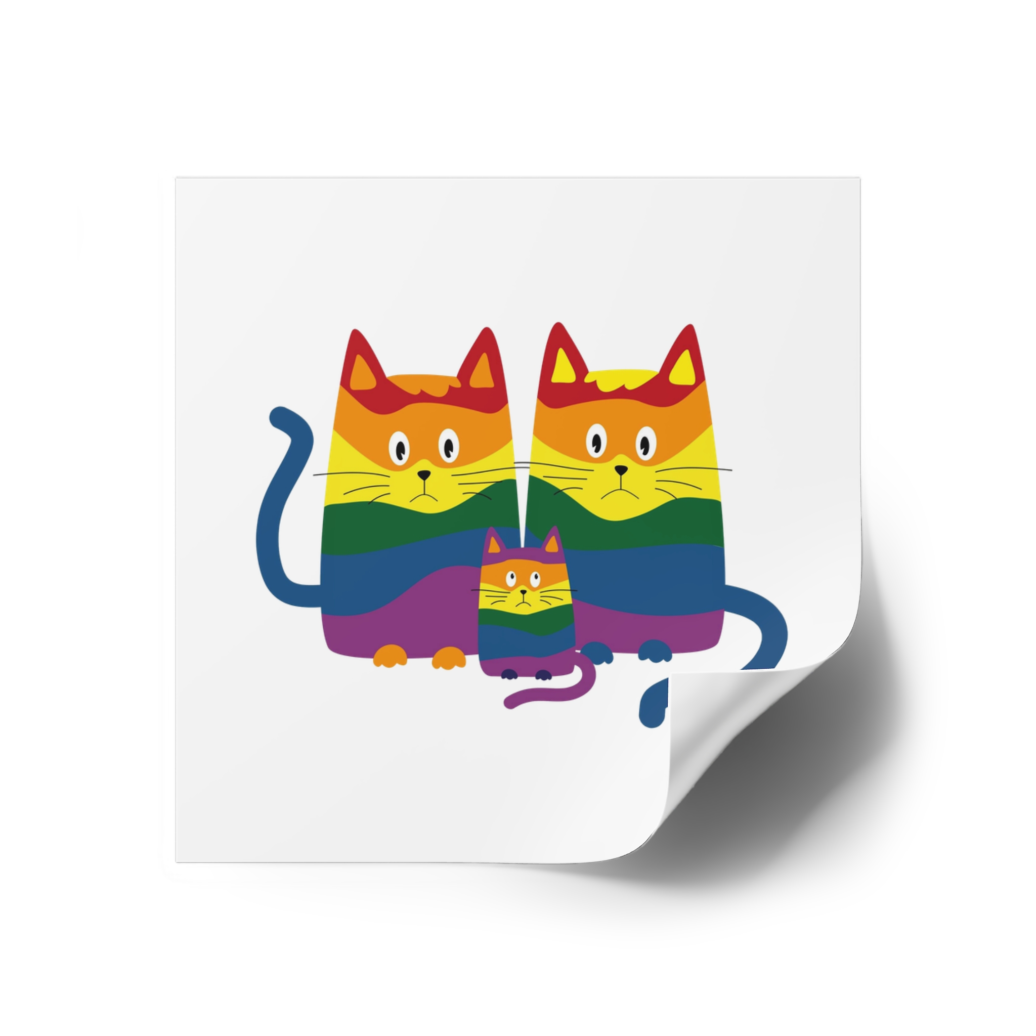 Lgbt Cats Samesex Love Like Everyone Else Cute Cartoon Cats Vector Copyspace Laminate Stickers Square - Image 30