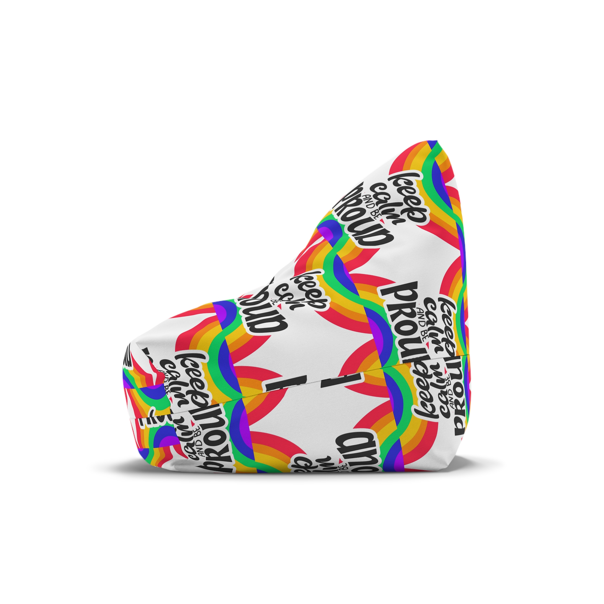 Keep Calm Be Proud Lgbt Lettering Quote Pride Poster Concept With Colorful Rainbow Vector Bean Bag Chair Cover - Image 4