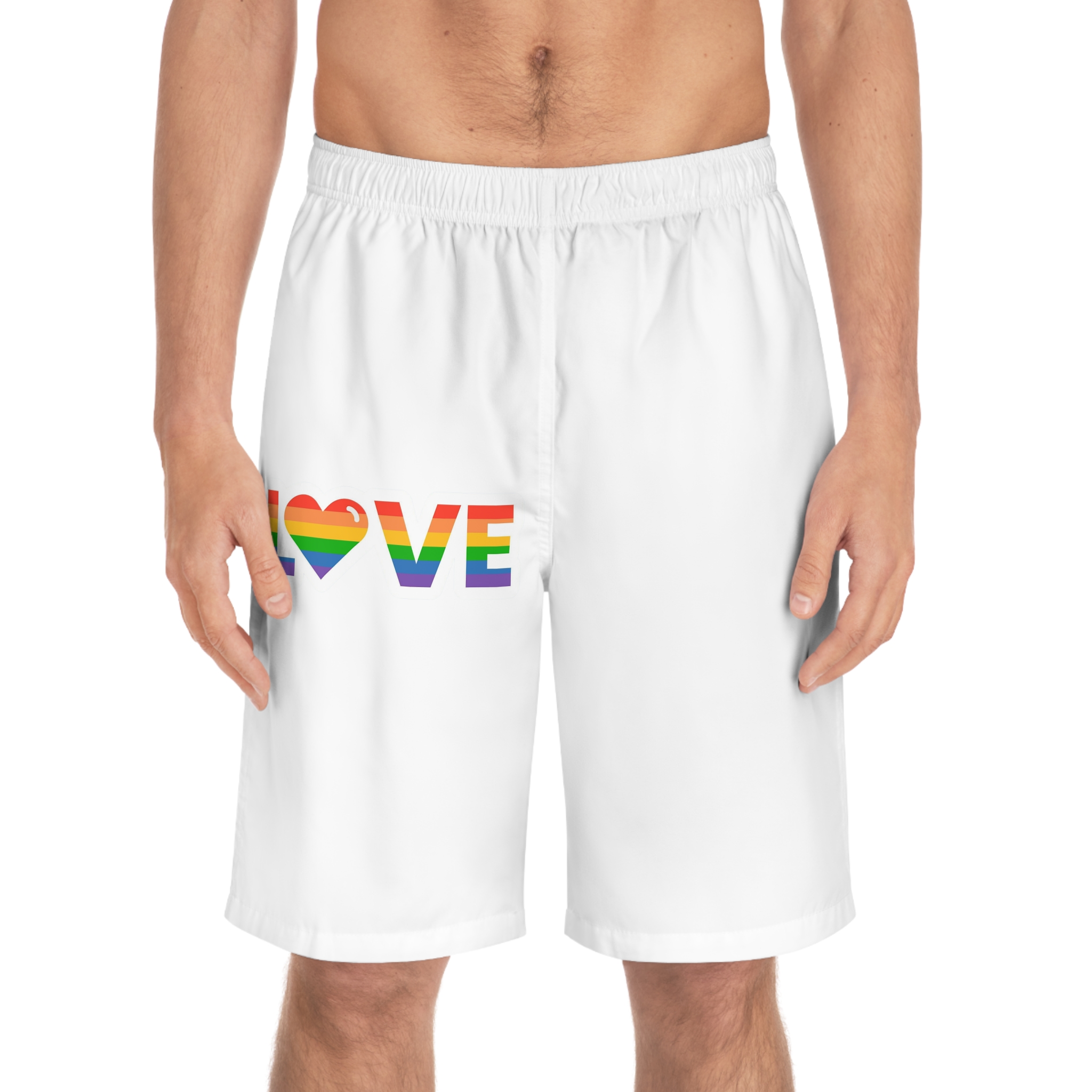Vector Flat Pride Month Labels White Mens Board Shorts Aop - Image 3