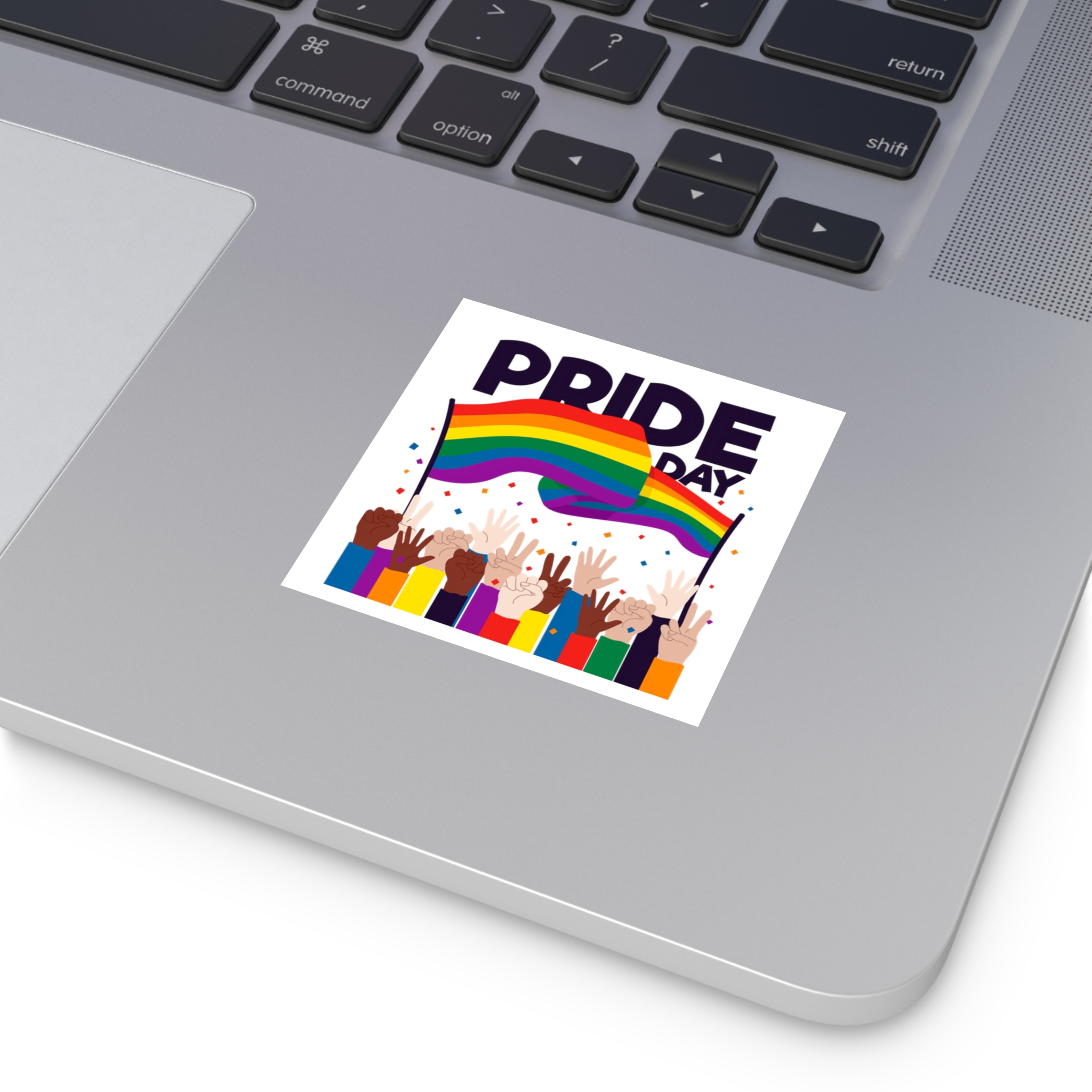 Pride Day Event With Rainbow Flag Theme Laminate Stickers Square - Image 11