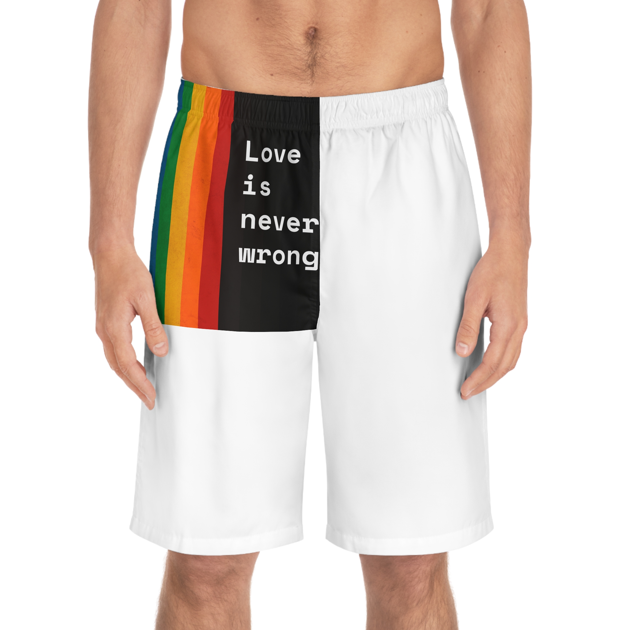 Rainbow With Love Is Never Wrong Concept Pride Month Mens Board Shorts Aop - Image 3