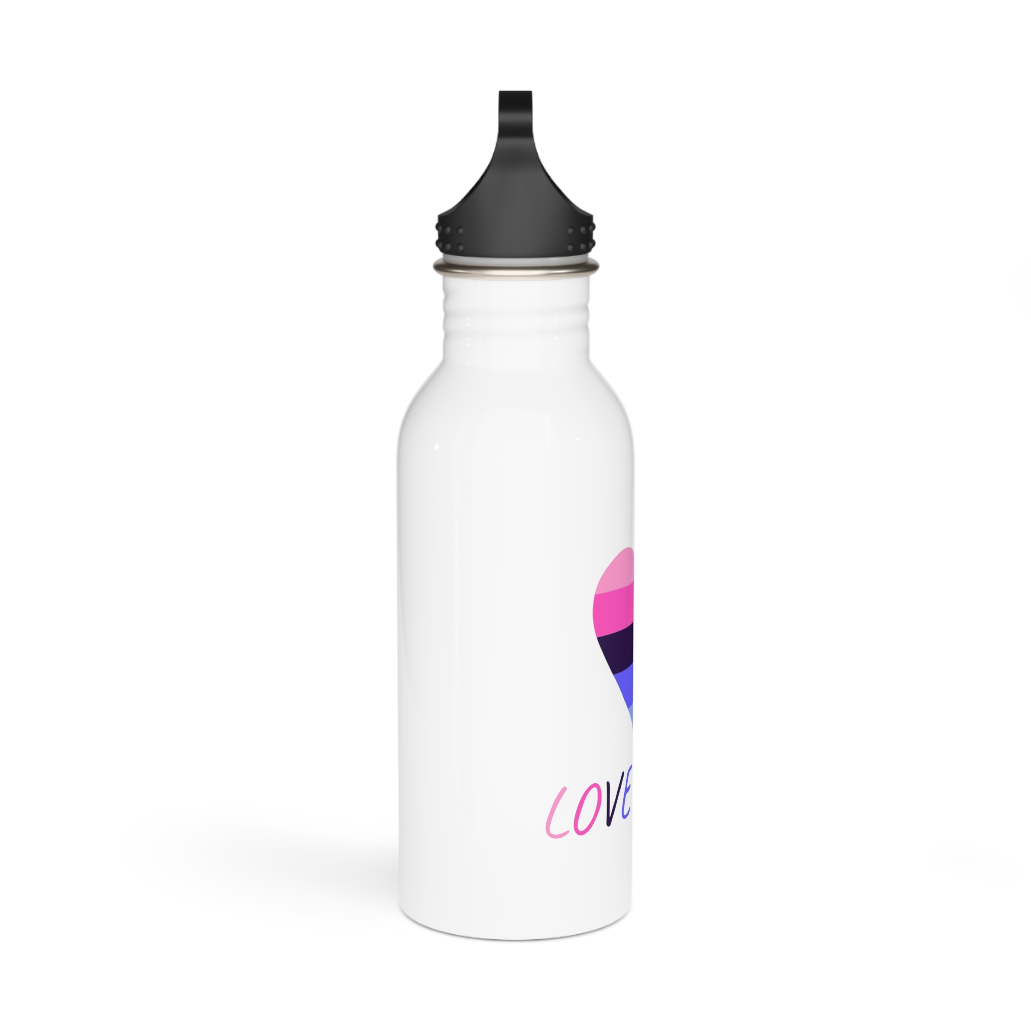 Colorful Heart Shape Omnisexual Pride Flag Happy Pride Day Lgbtqia Community Pride Month Vector Hand Drawn Doodle Posters Stickers Logo Cards Stainless Steel Water Bottle - Image 2