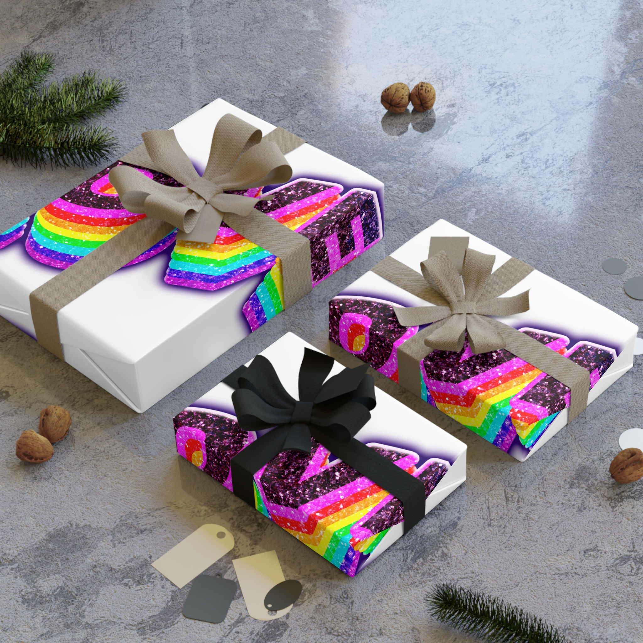Love Png Word Rainbow Typography Gift Wrapping Paper Rolls 1pc - Image 4