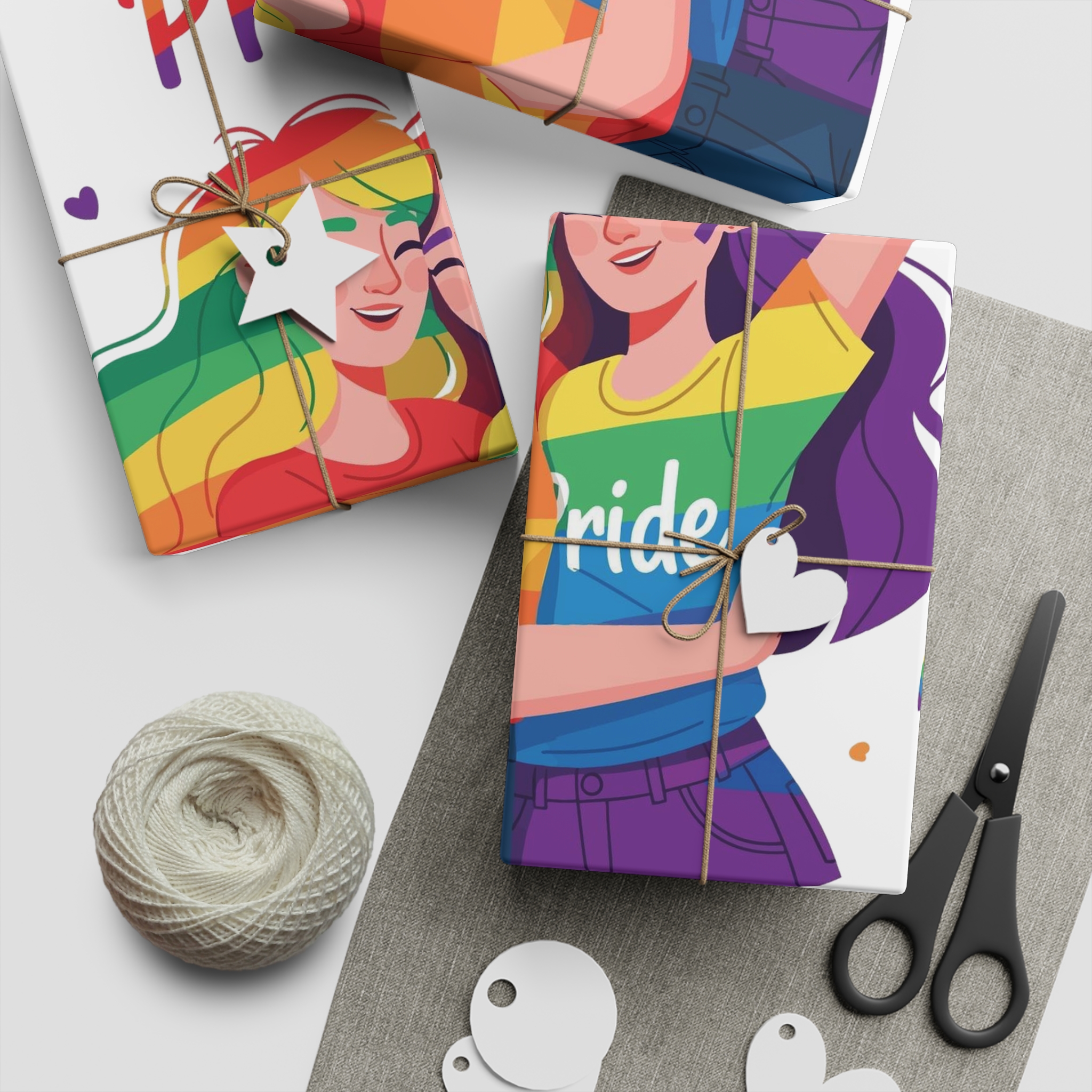 Celebrating Love Diversity Two Happy People Embracing Together Gift Wrapping Paper Sheets 1pc - Image 2