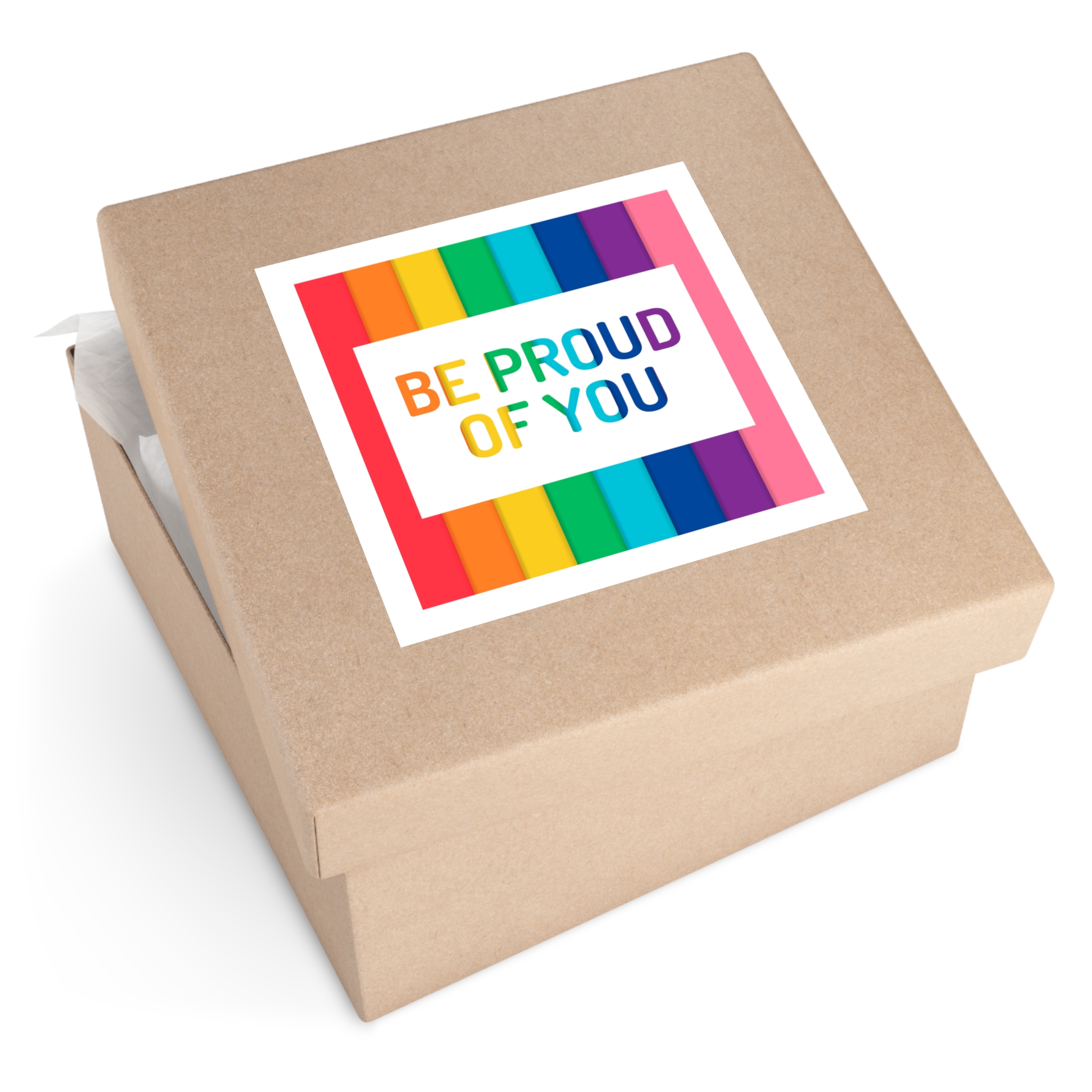 Rainbow Colored Background With Be Proud You Concept Pride Month Laminate Stickers Square - Image 59