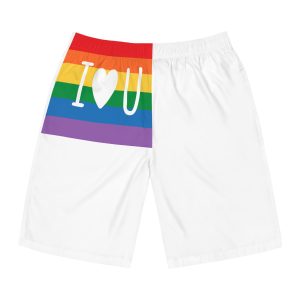 Vibrant Rainbow Flag With I Love You Heart Message Mens Board Shorts Aop