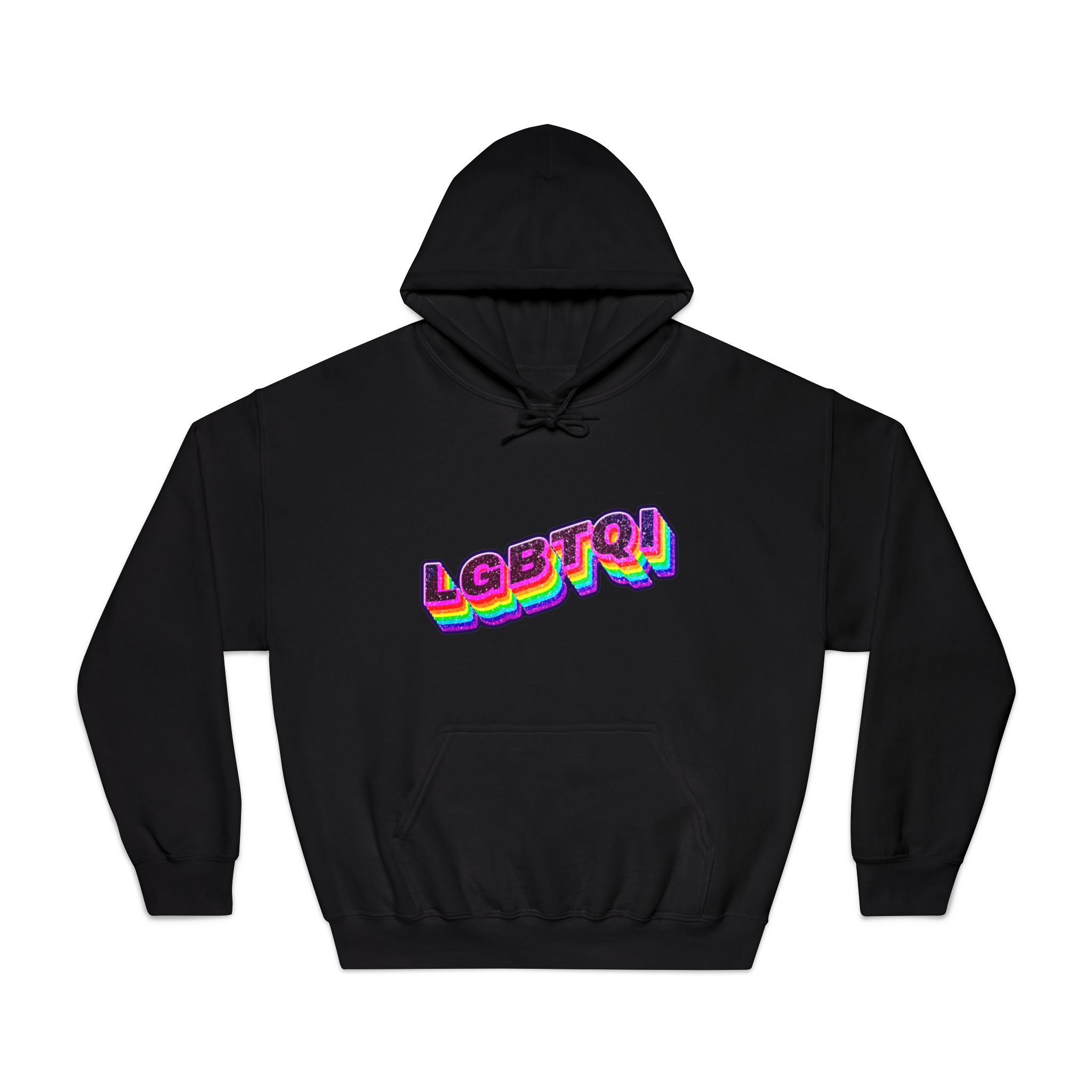Lgbtqi 3d Word Glitch Png Unisex Dryblend Hooded Sweatshirt - Image 9